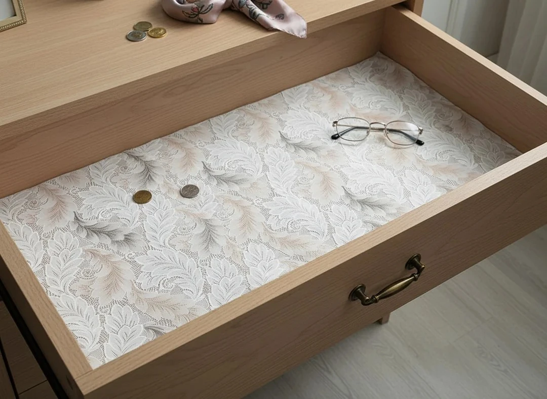 Kaydırmaz  Dantel Raf  ve  Çekmece  Dolap Örtüsü