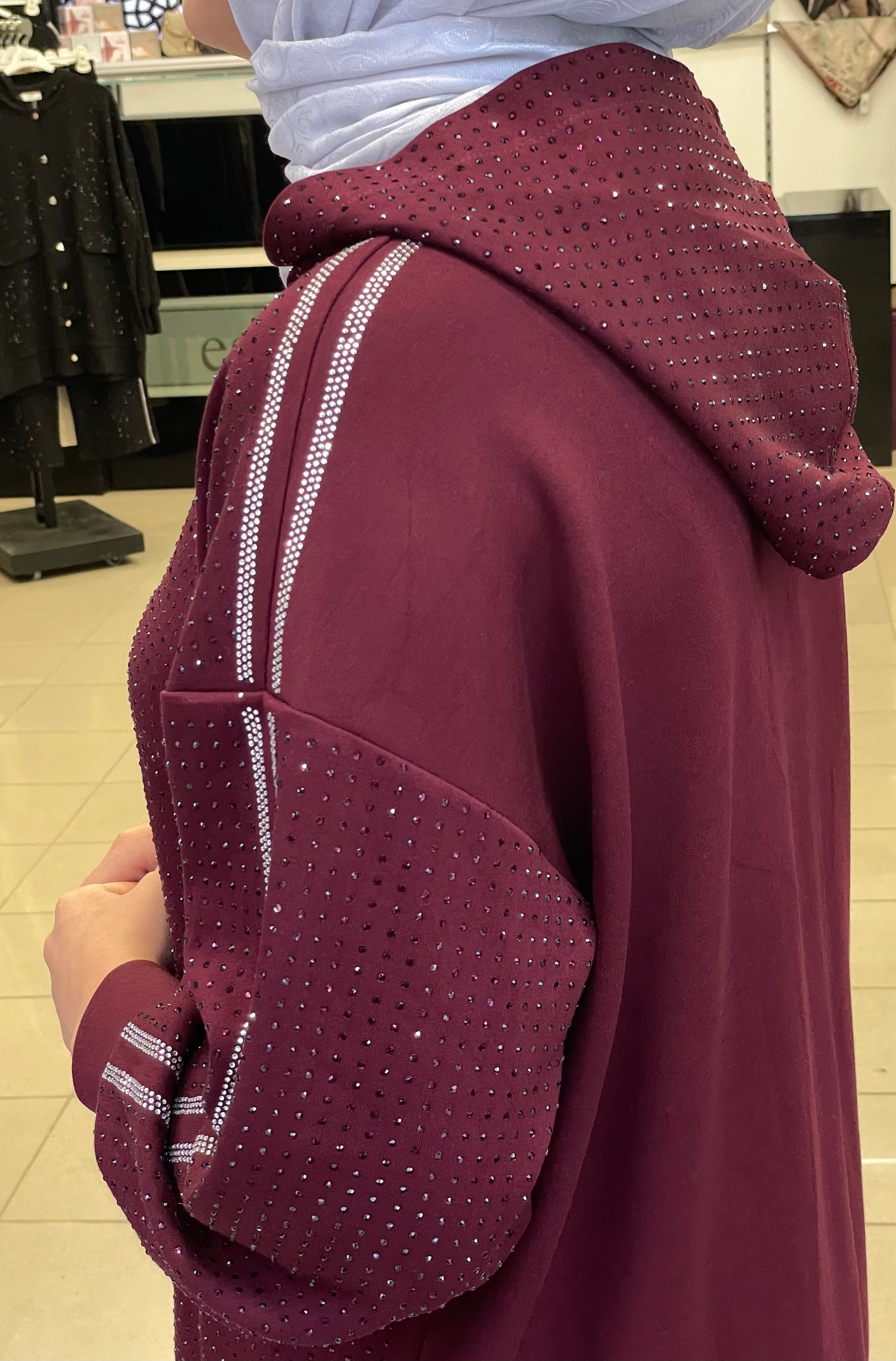 AYNAZ TAŞLI KAPÜŞONLU TAKIM BORDO