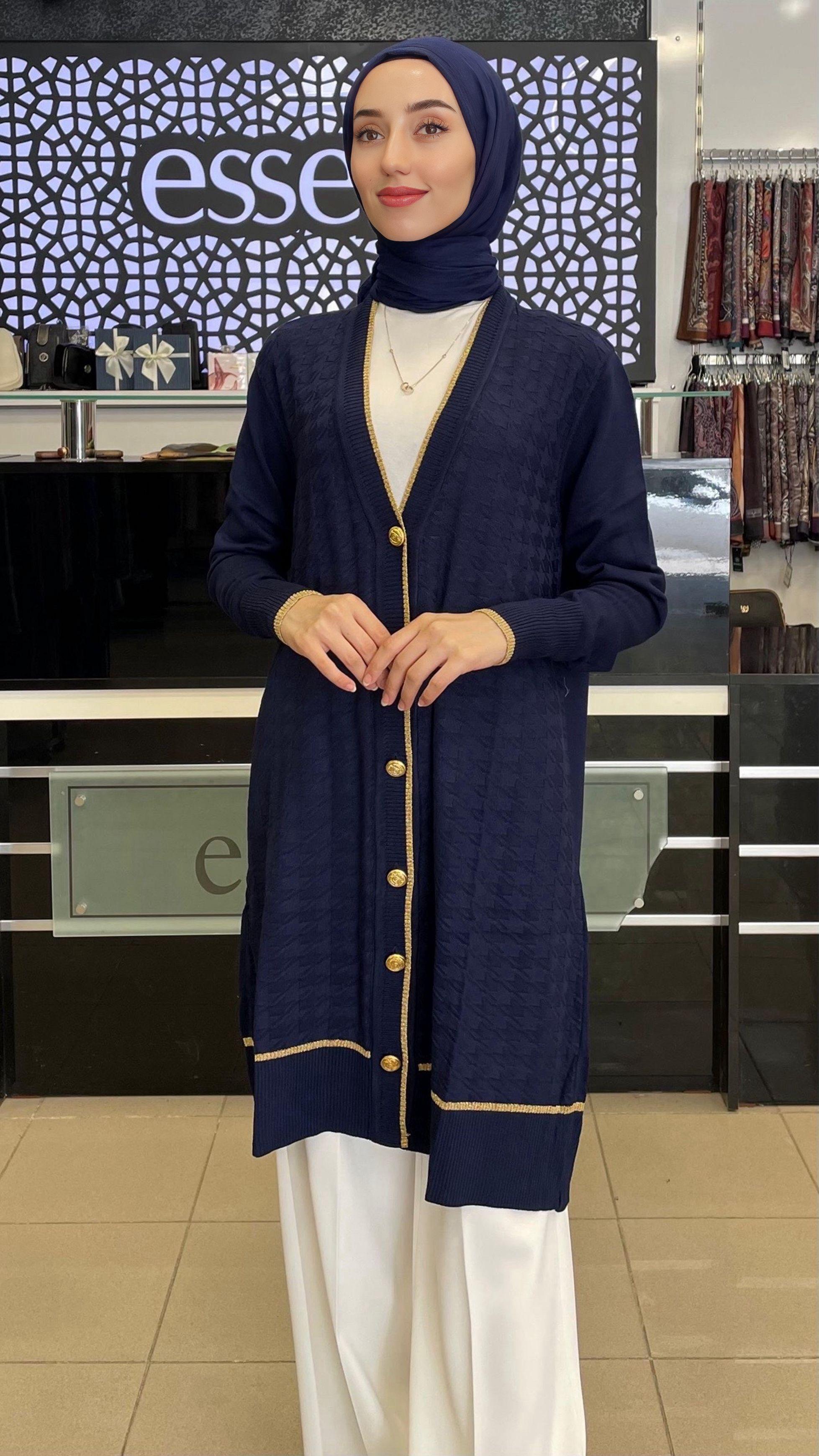 AYŞE AKAY SİMLİ MERSERİZE HIRKA LACİVERT 