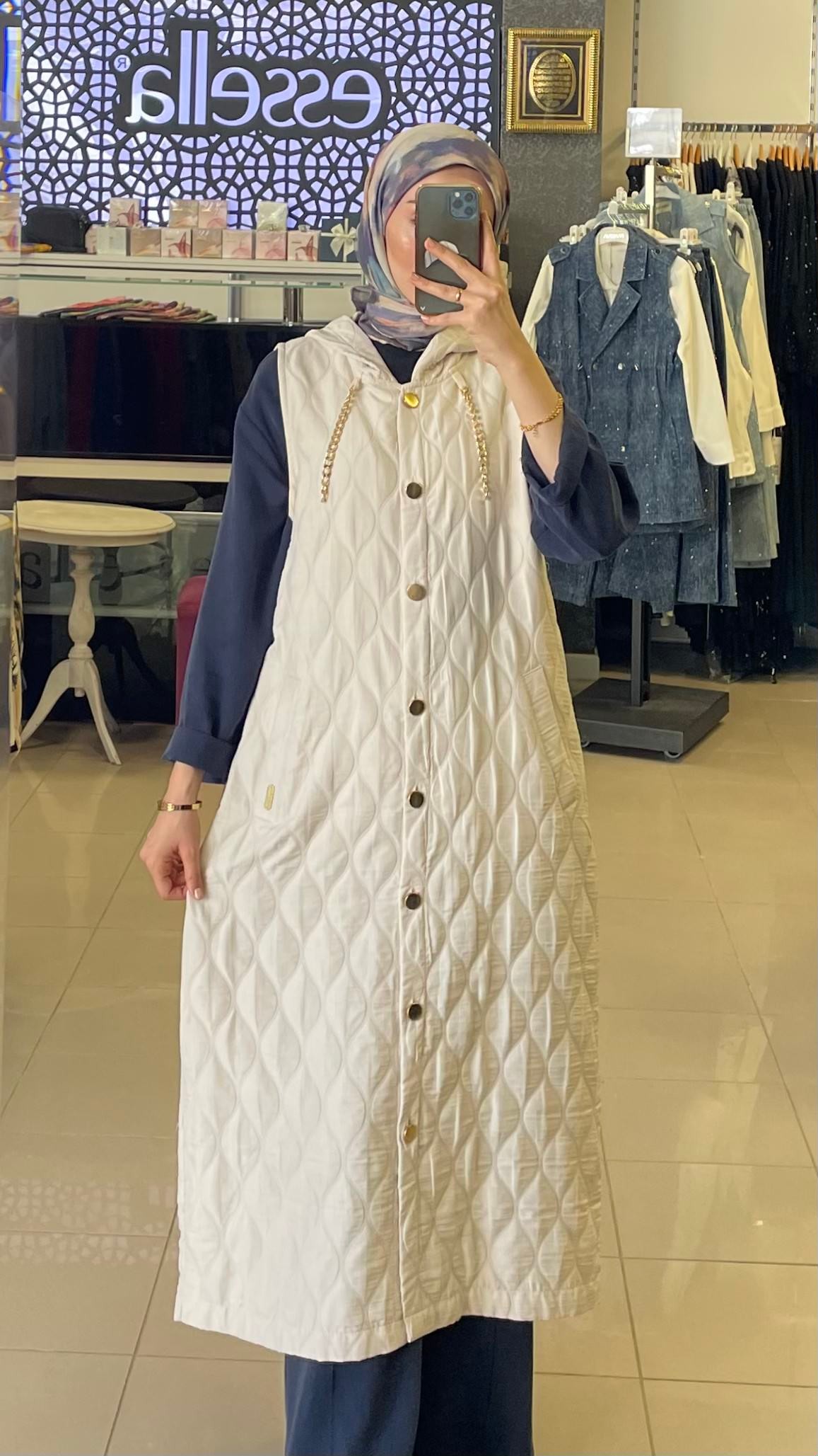AYŞE AKAY İNCE KAPİTONE YELEK BEJ