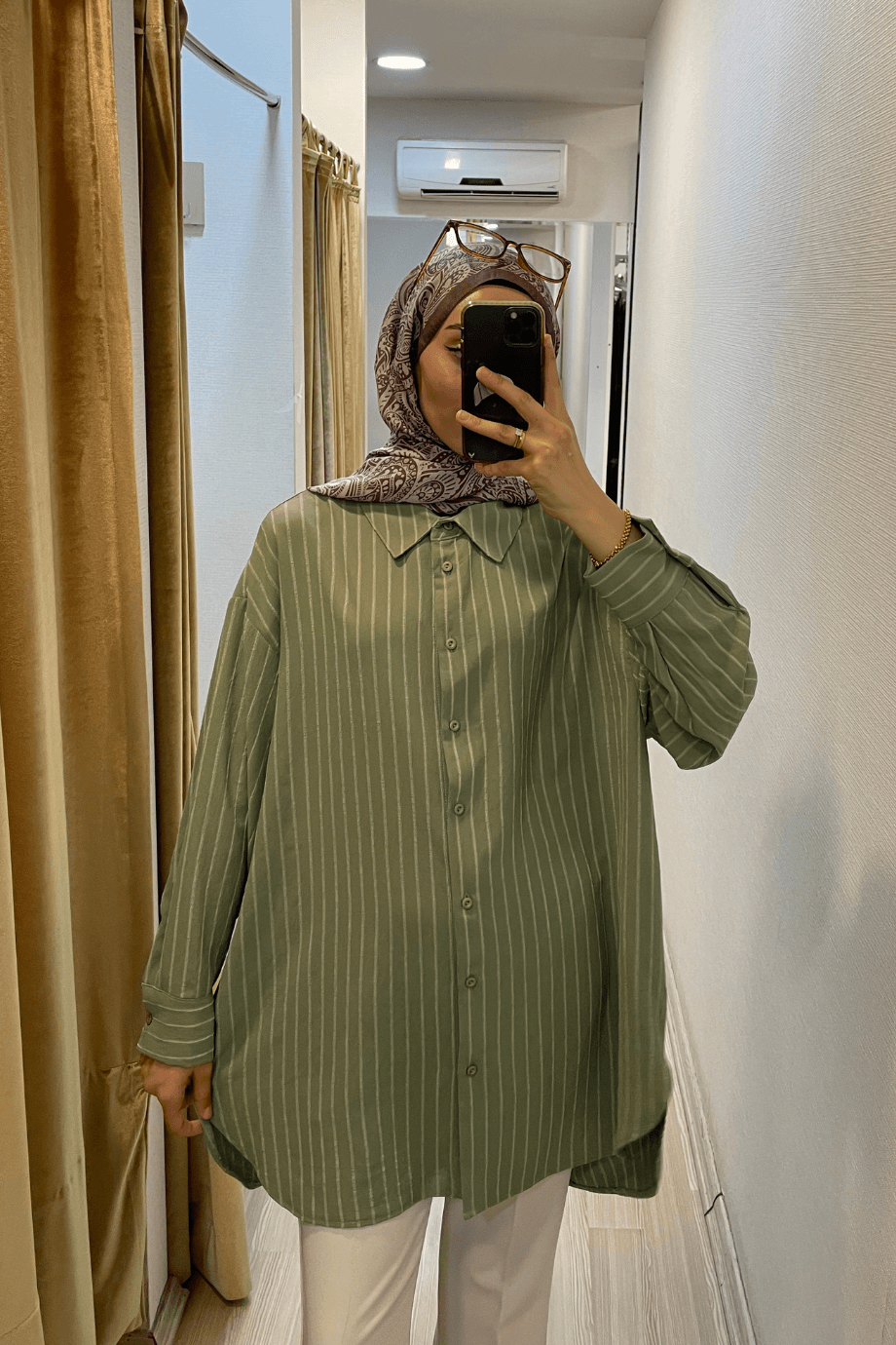 Haki Renk Standart Beden Gömlek 38-46 Beden Aralığına UYGUN