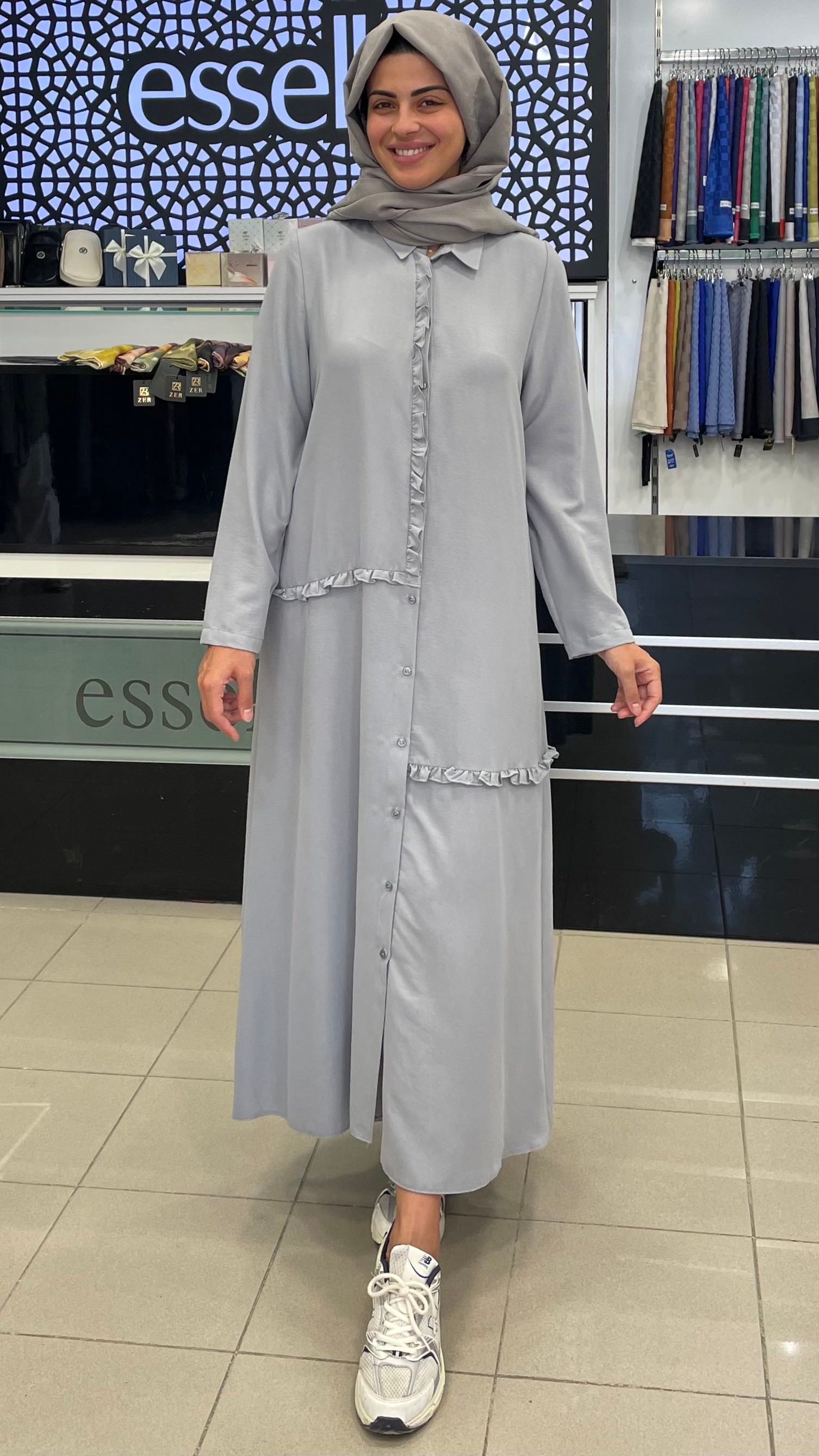 MİCCA FIRFIR DETAYLI FERACE GRİ