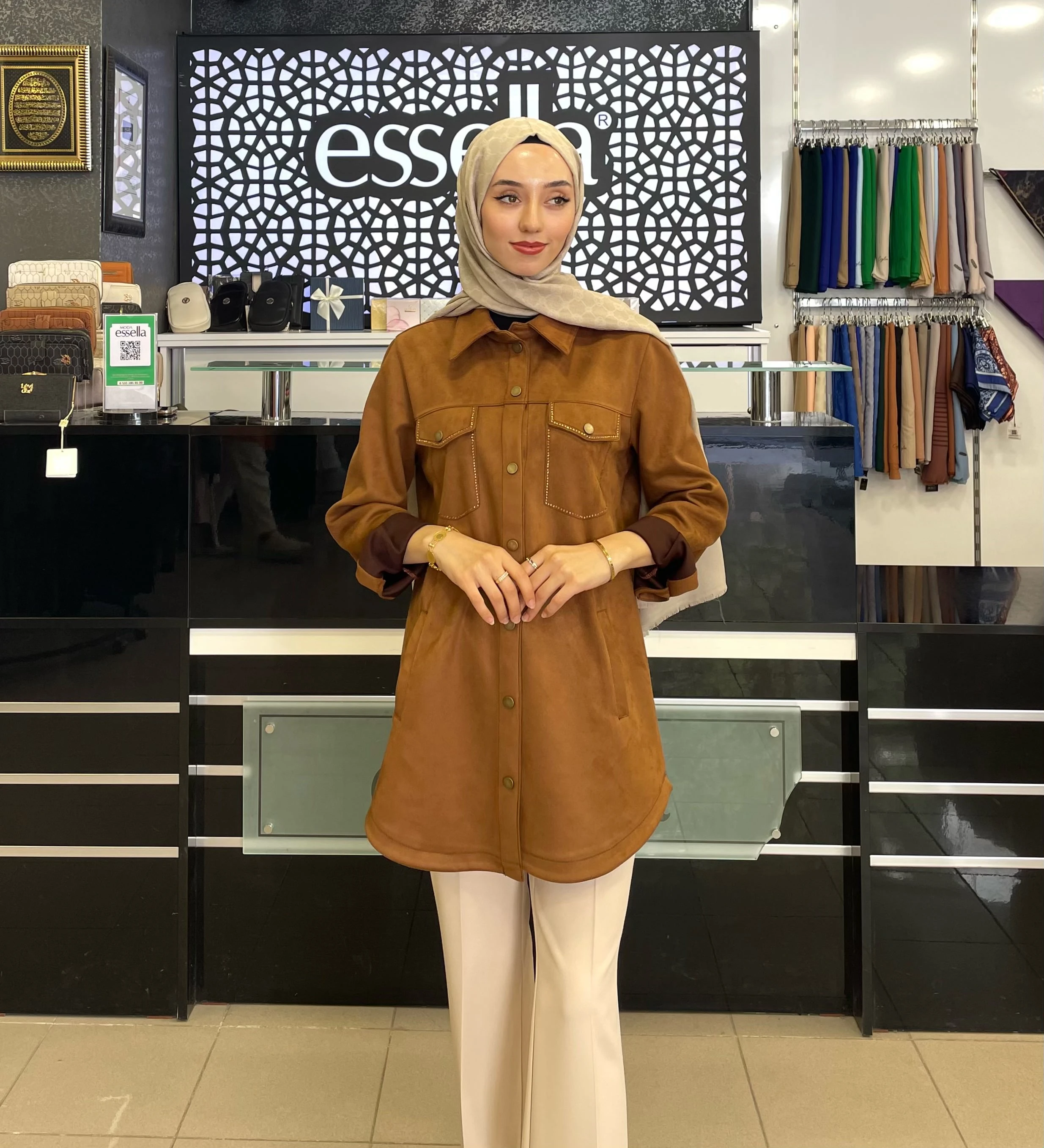 BERELANCE SÜET CEPLİ GÖMLEK TABA 