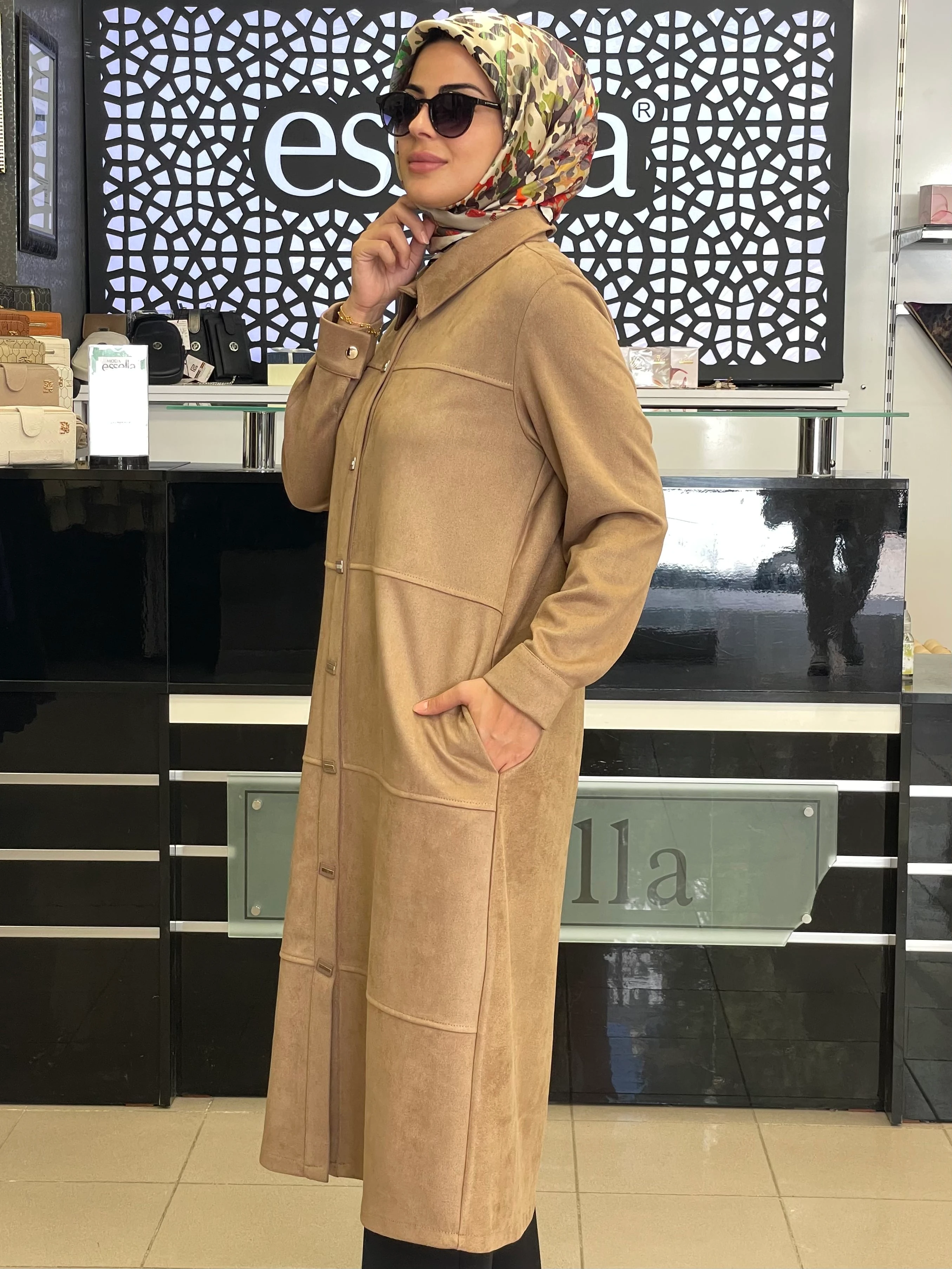 BERELANCE SÜET UZUN KAP  BEJ