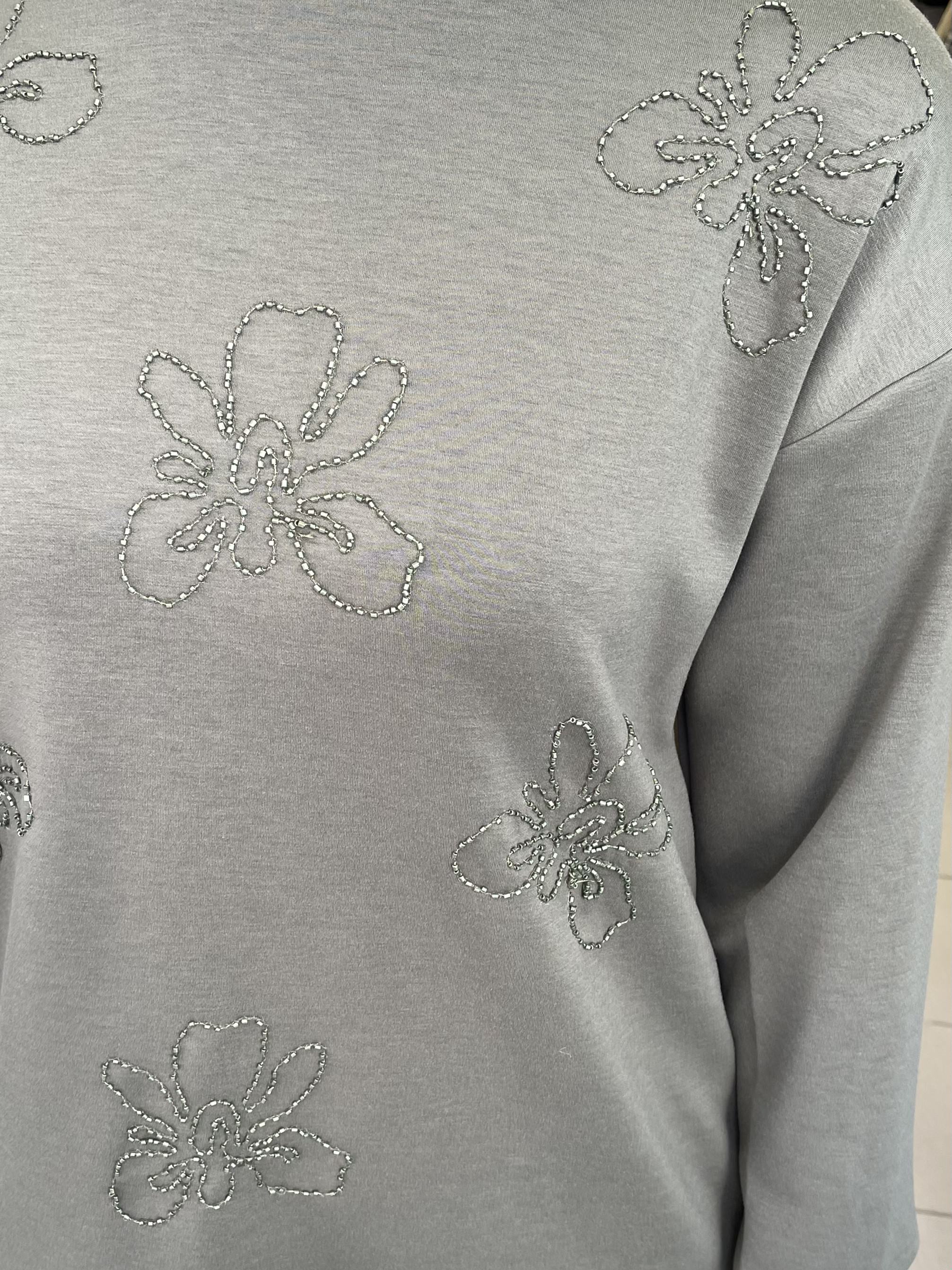 MY MOOD ÖNÜ ÇİÇEKLİ SWEAT HAKİ