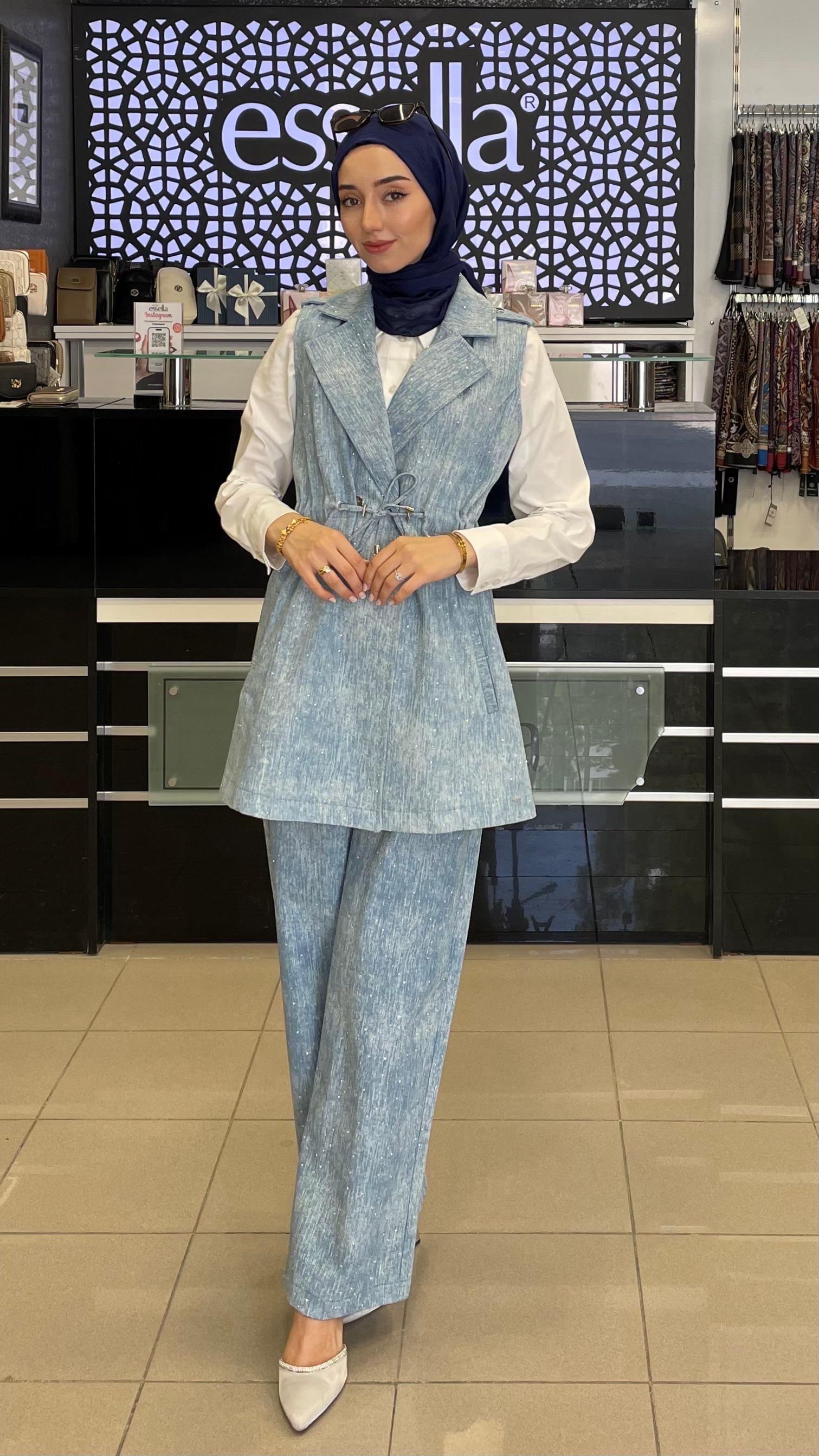 PANOVA 3LÜ YELEKLİ KOT TAKIM (AÇIK MAVİ)