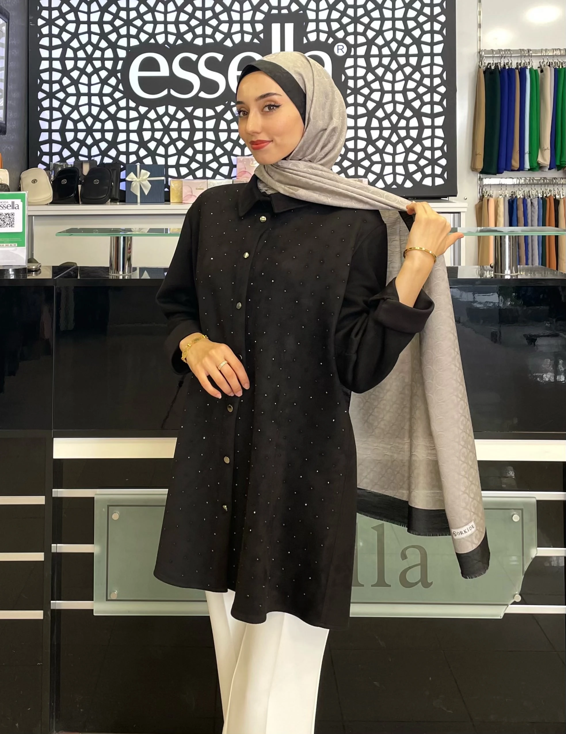 BERELANCE TAŞLI SÜET GÖMLEK  SİYAH 