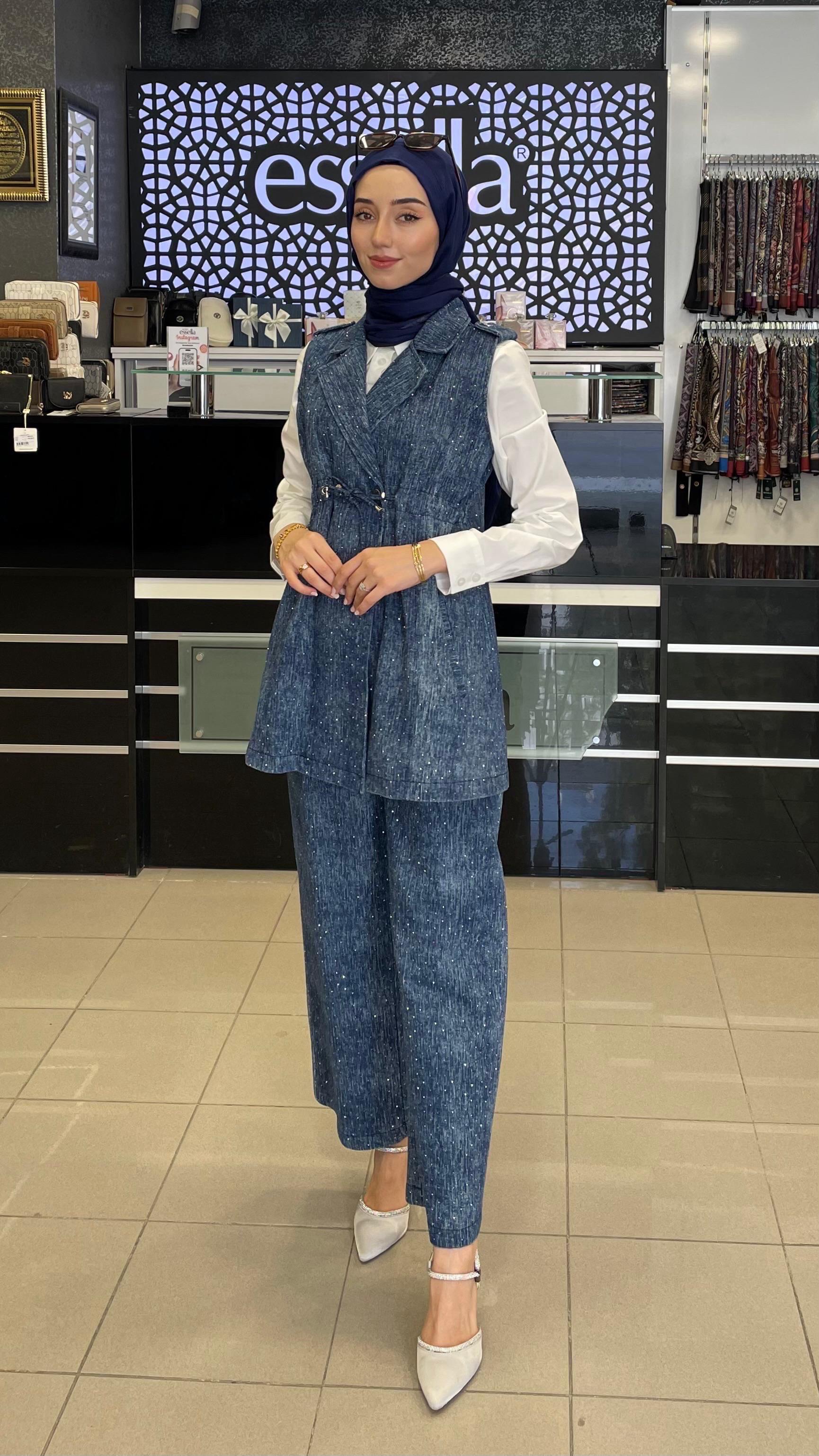 PANOVA 3LÜ YELEKLİ KOT TAKIM (KOYU MAVİ)