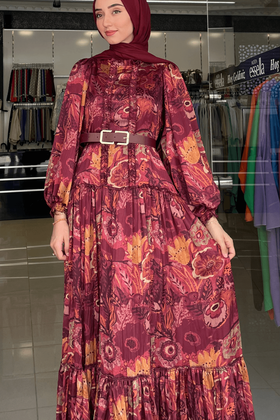 Stella Store Elbise Bordo