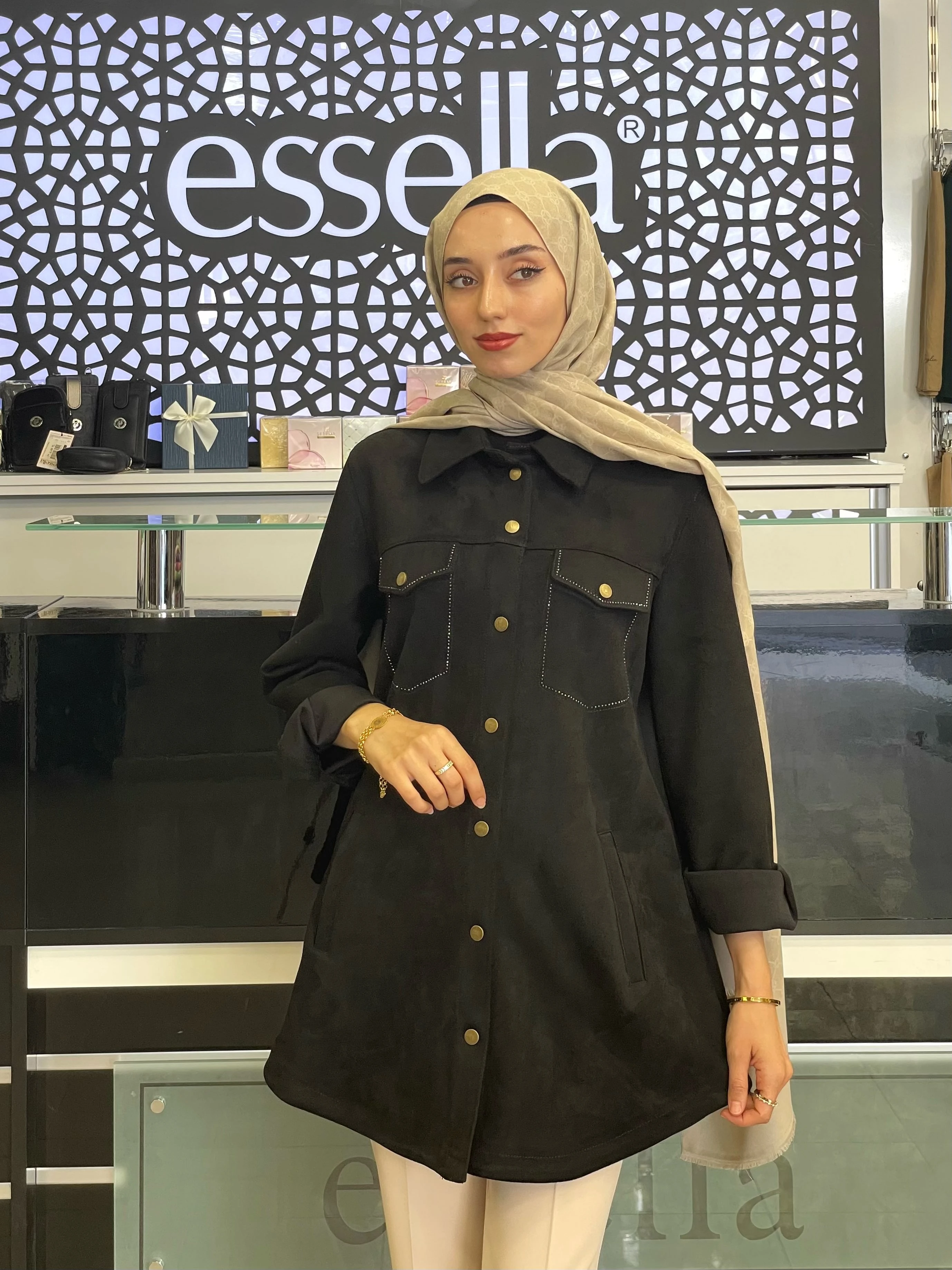 BERELANCE CEPLİ SÜET GÖMLEK  SİYAH 