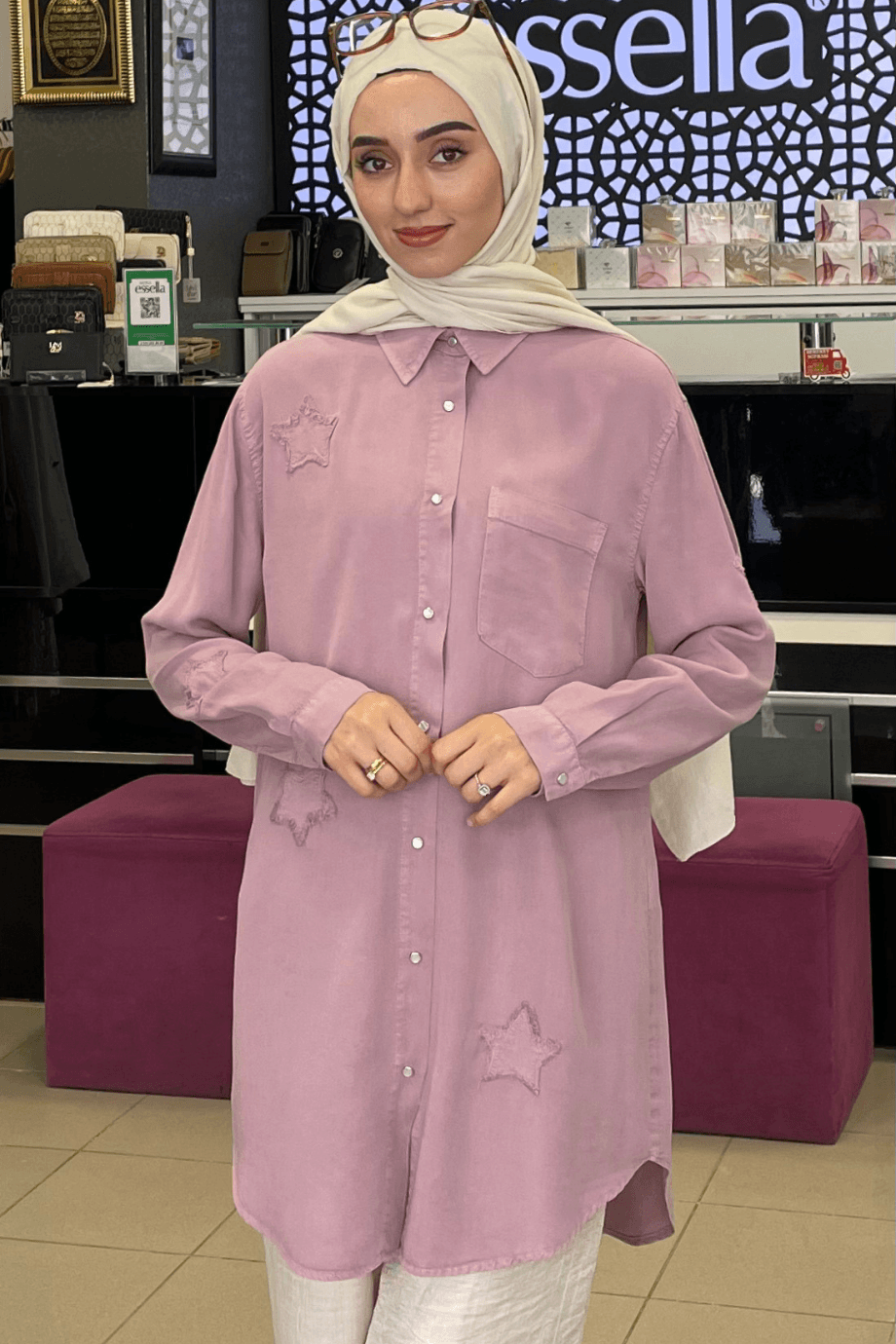 Magazin Tensel Gömlek Pembe