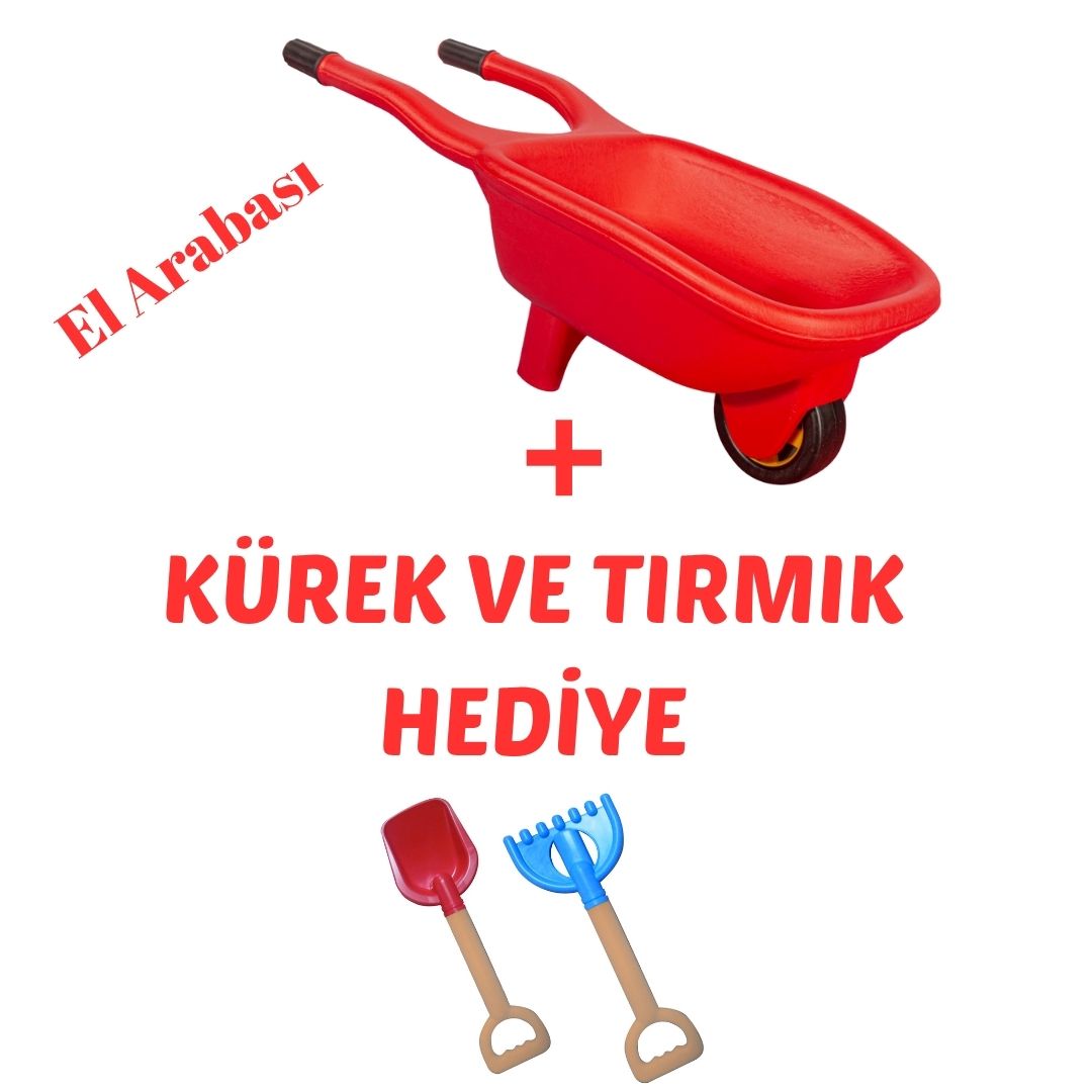 El Arabası Kırmız + Kürek ve Tırmık Hediye Set