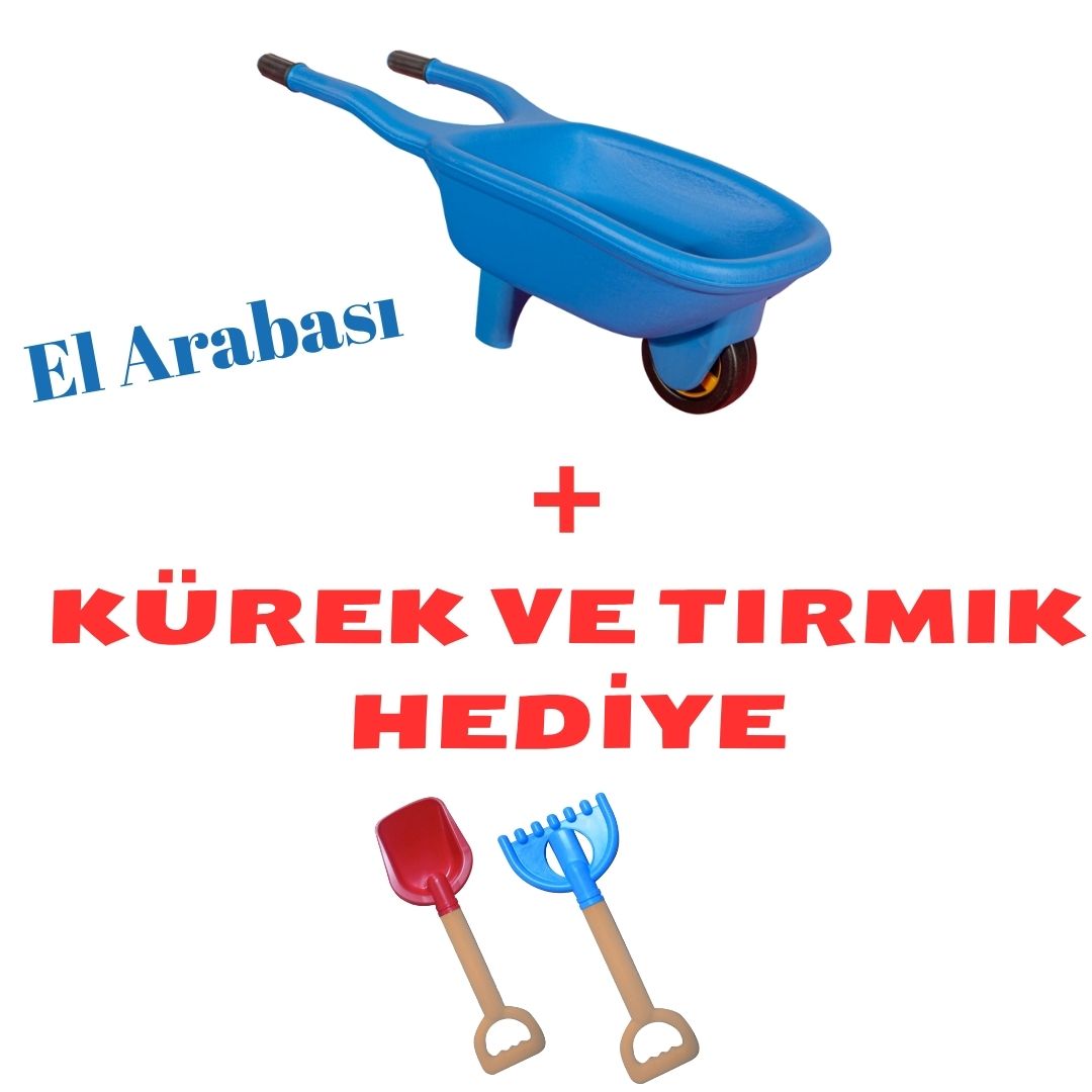 El Arabası Mavi + Kürek ve Tırmık Hediye Set