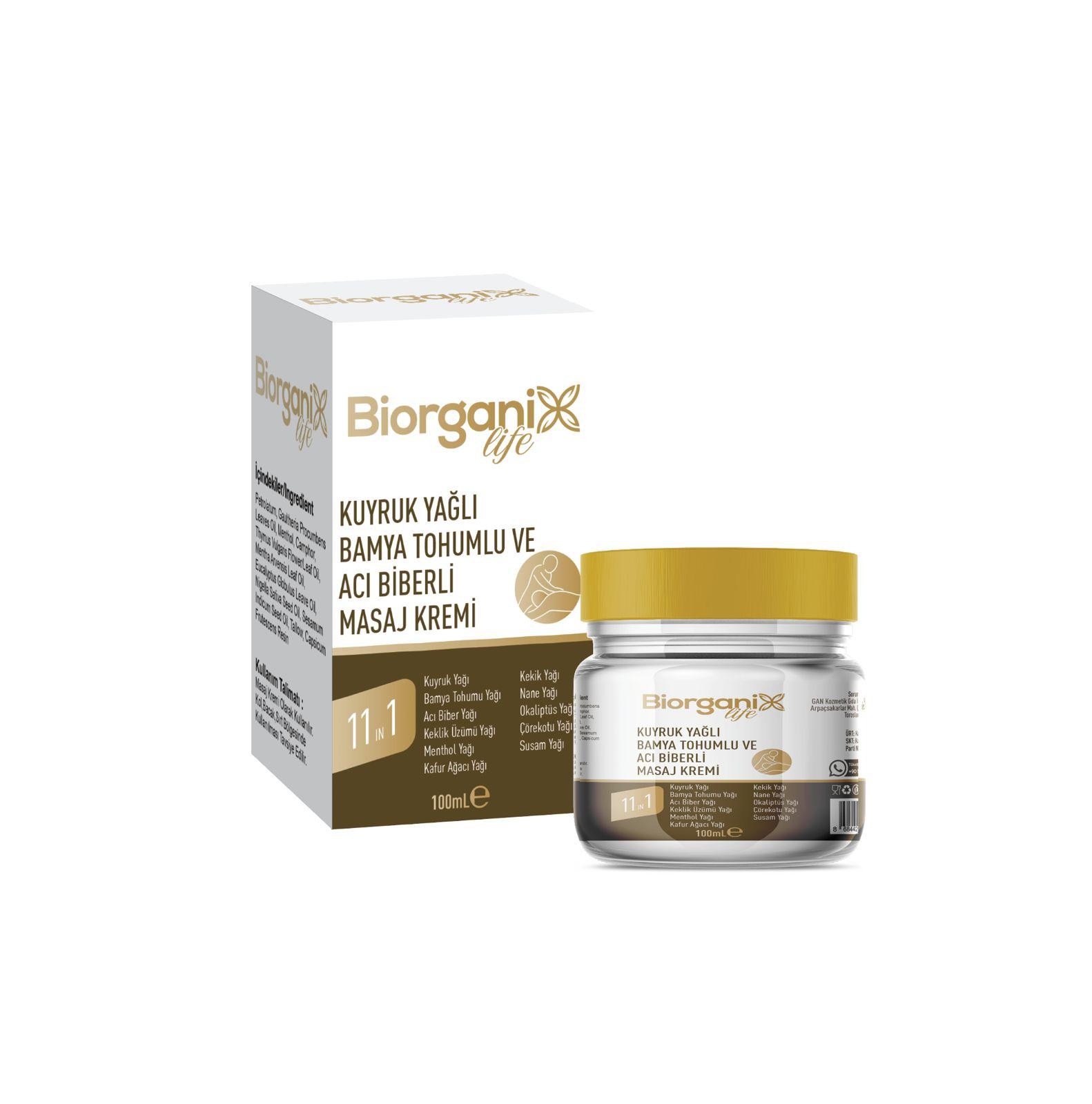 Biorganix Life Kuyruk Yağlı Bamya Tohumlu ve Acı Biberli Masaj Kremi 100 ML