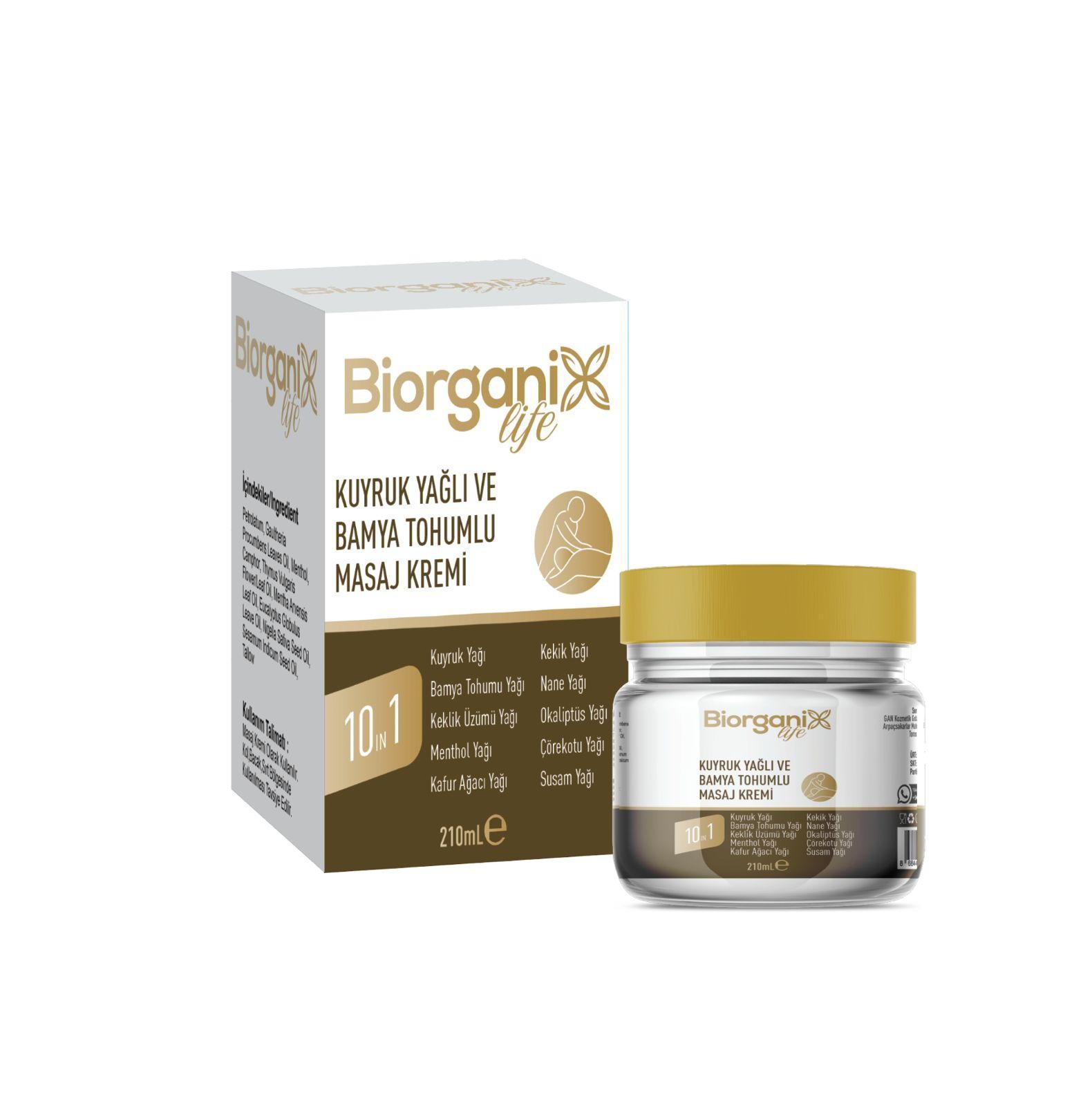 Biorganix Life Kuyruk Yağlı Bamya Tohumlu Masaj Kremi 210 ML