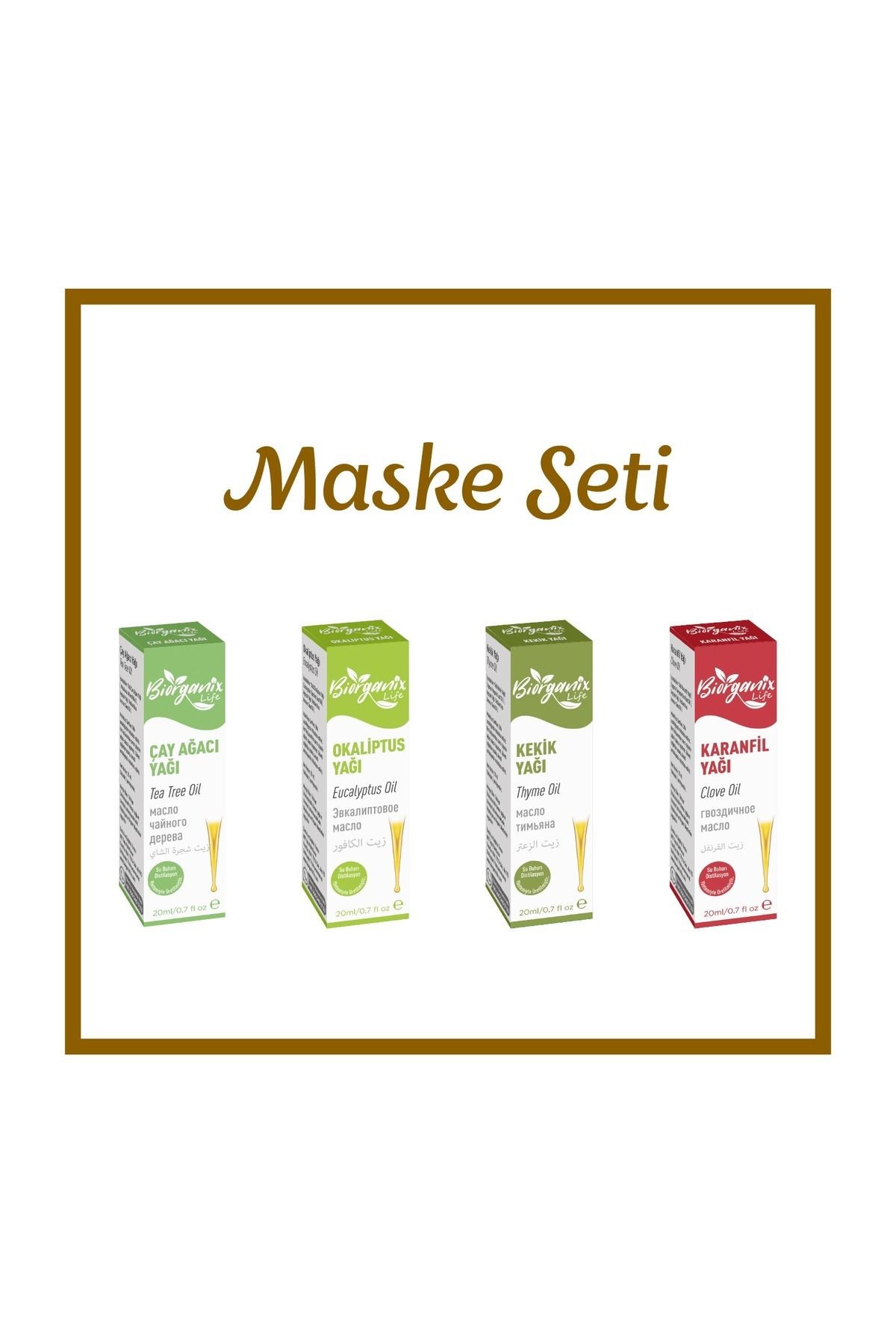 Maske Yağları Seti (Çay Ağacı,Okaliptus,Kekik,Karanfil)20 ML 5'li Set Damlalıklı