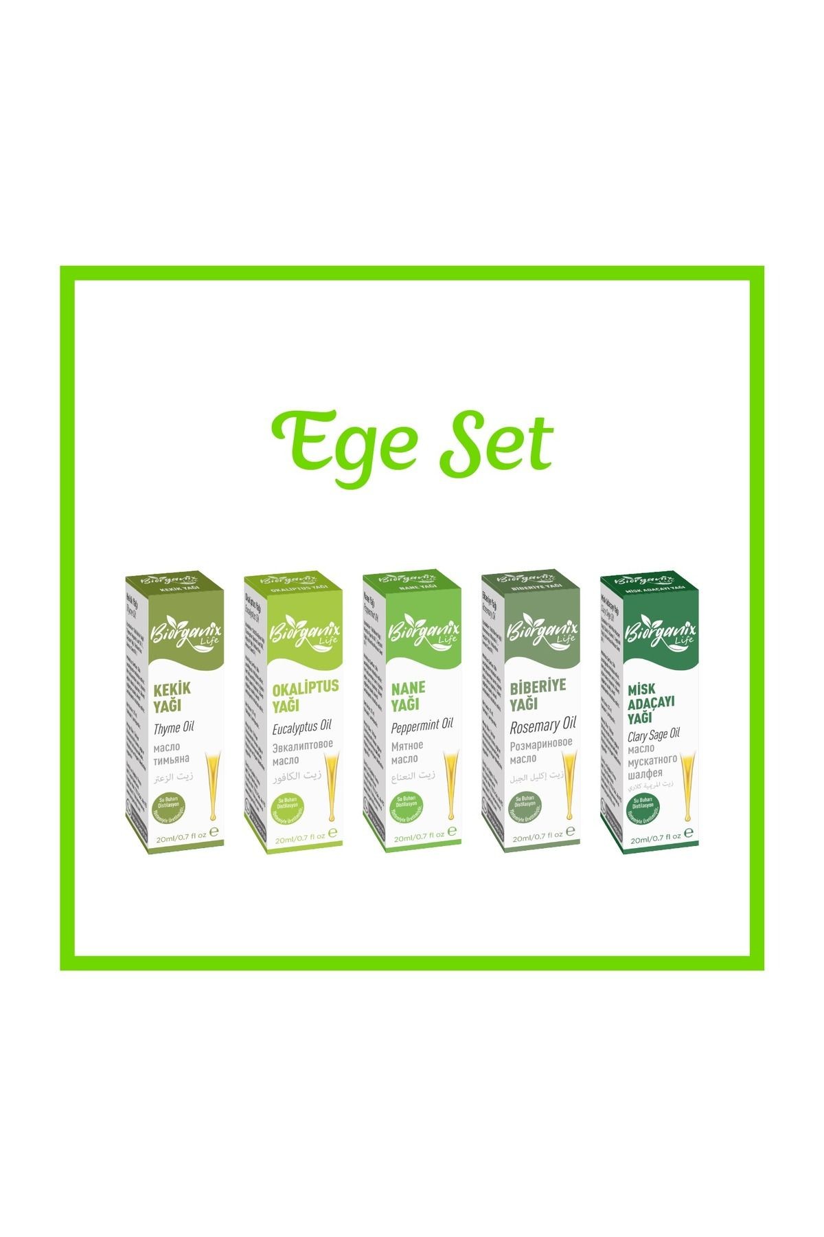 Ege Yağları Seti (Kekik,Okaliptus,Nane,Biberiye,Misk Adaçayı)20 ML Damlalıklı 5'li Set