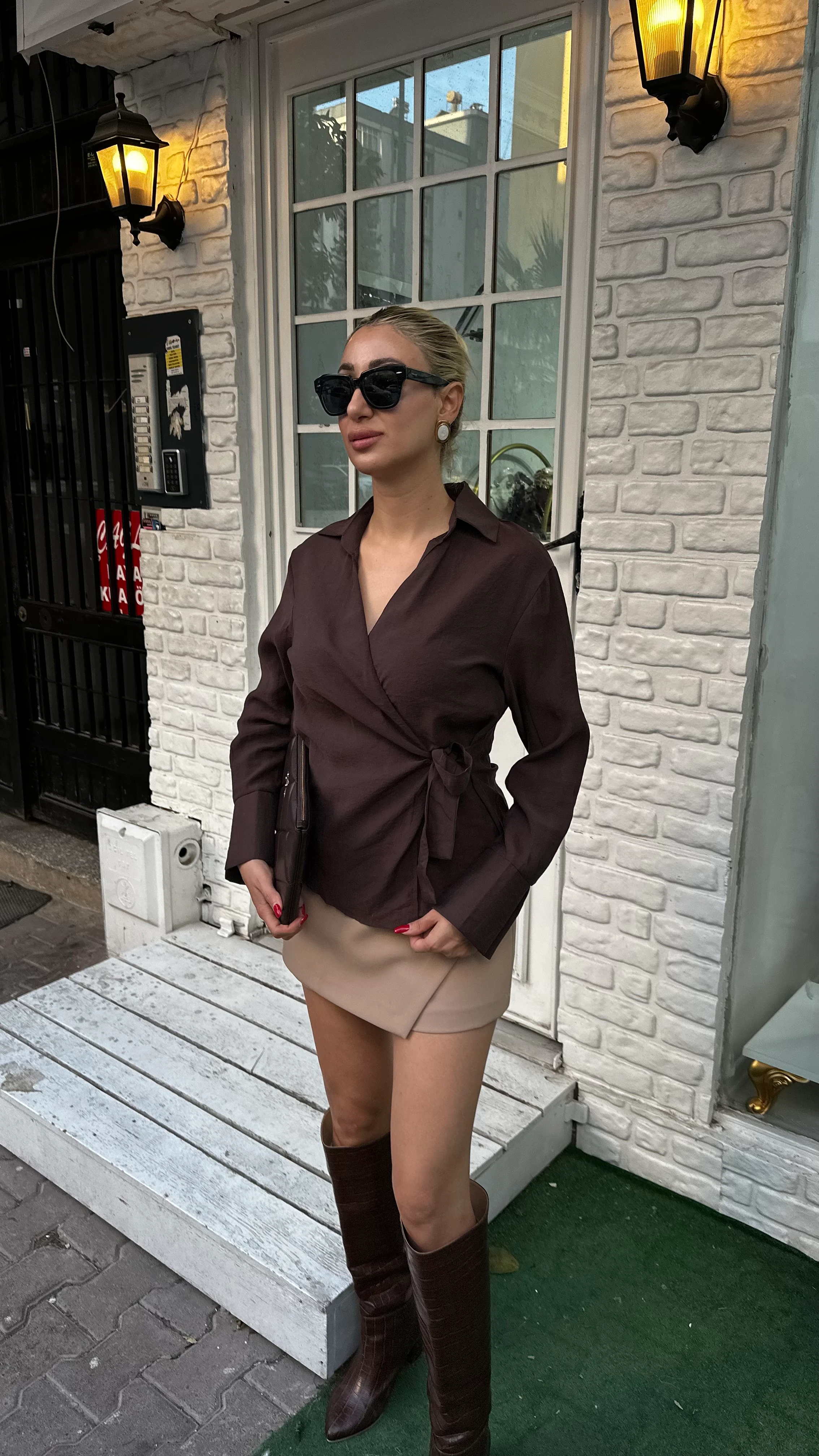 Acı Kahve Kruvaze Bağlamalı Gömlek 