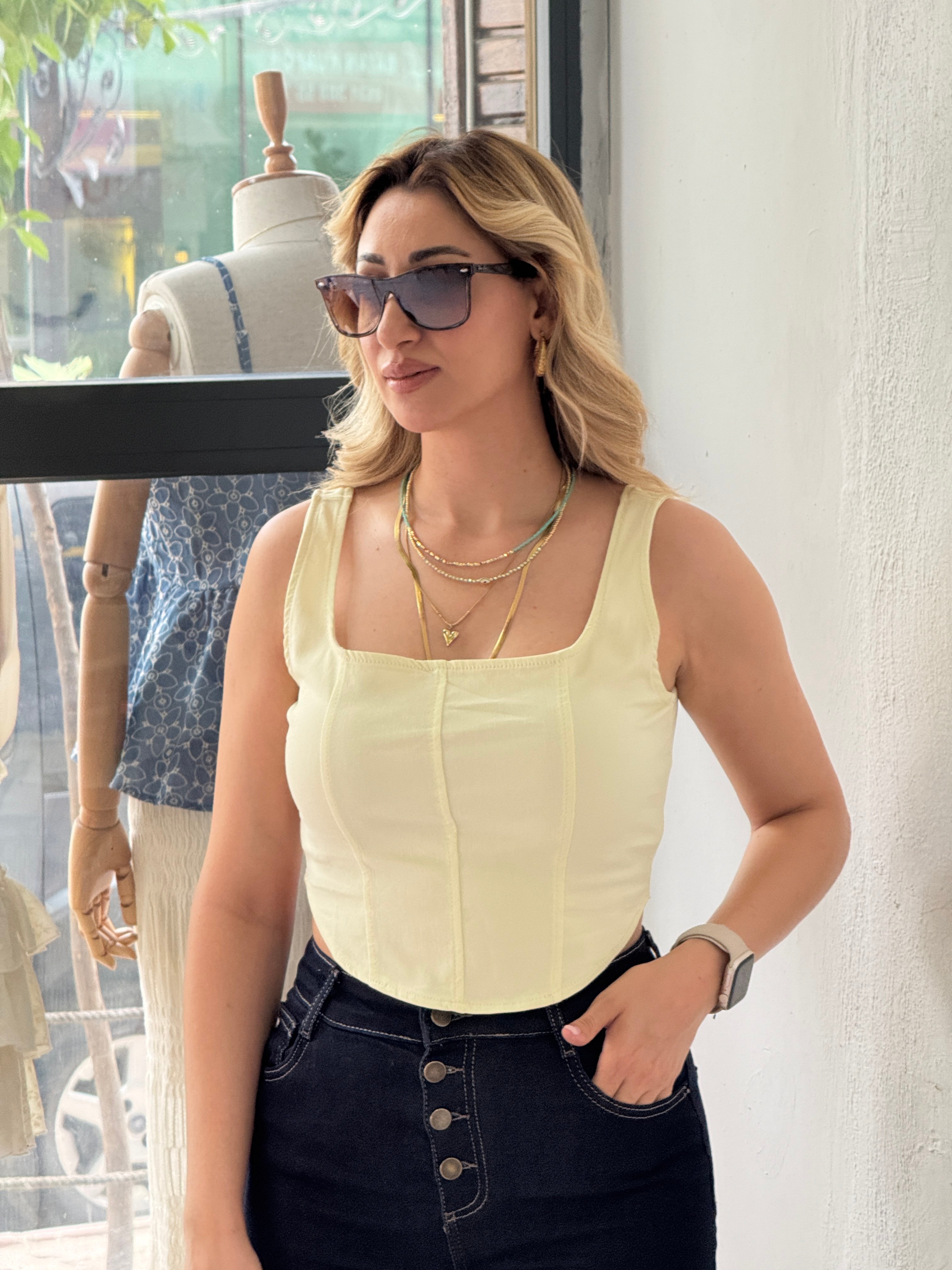 Pastel Sarı Crop