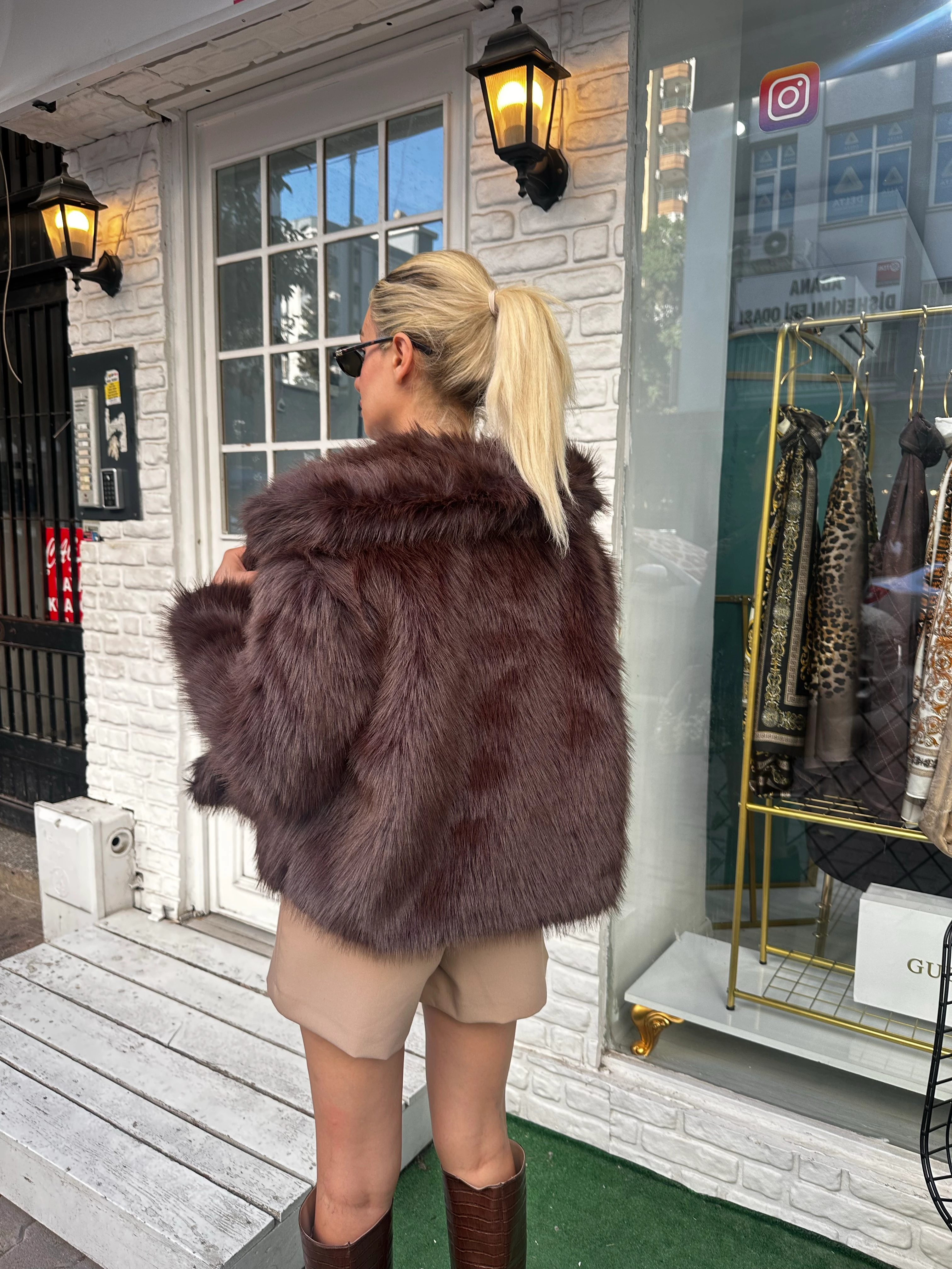 Acı Kahve Premium Kürk Ceket 