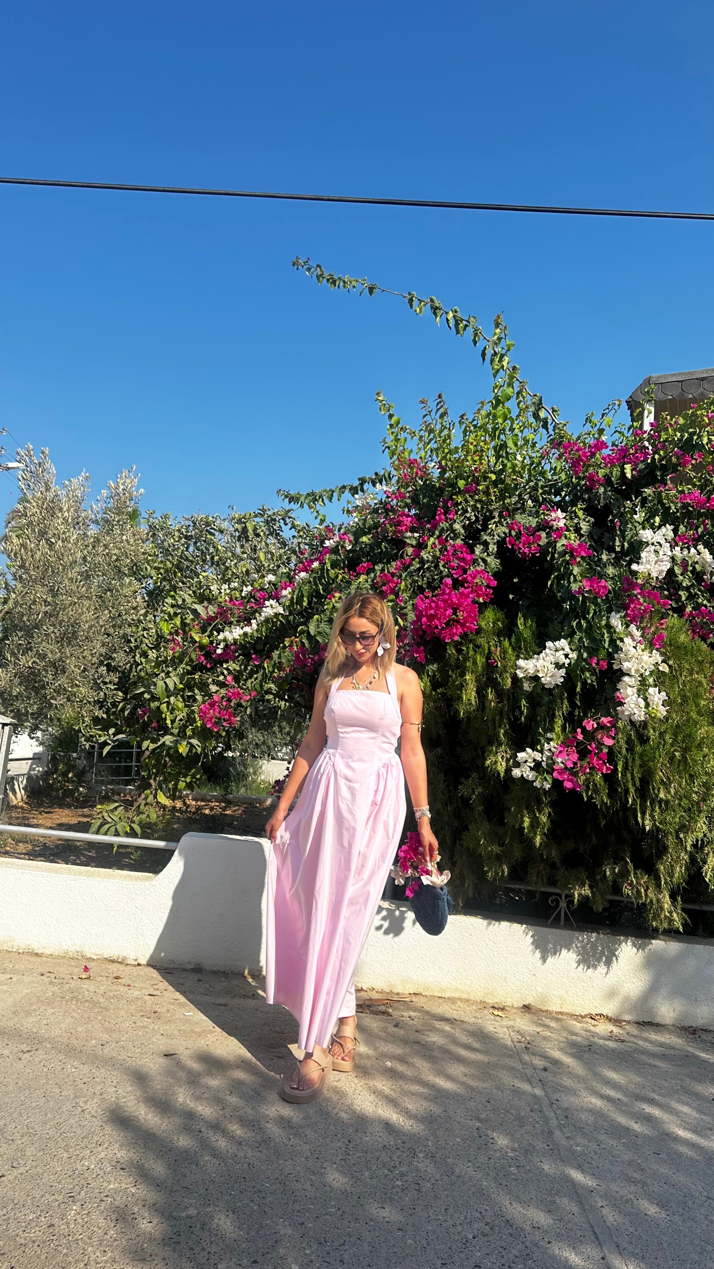 Pembe Maksi Boy Elbise 