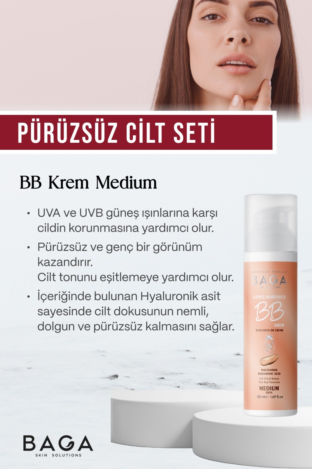 Baga Kırmızı Kil Maske & BB Krem Medium İkili Set