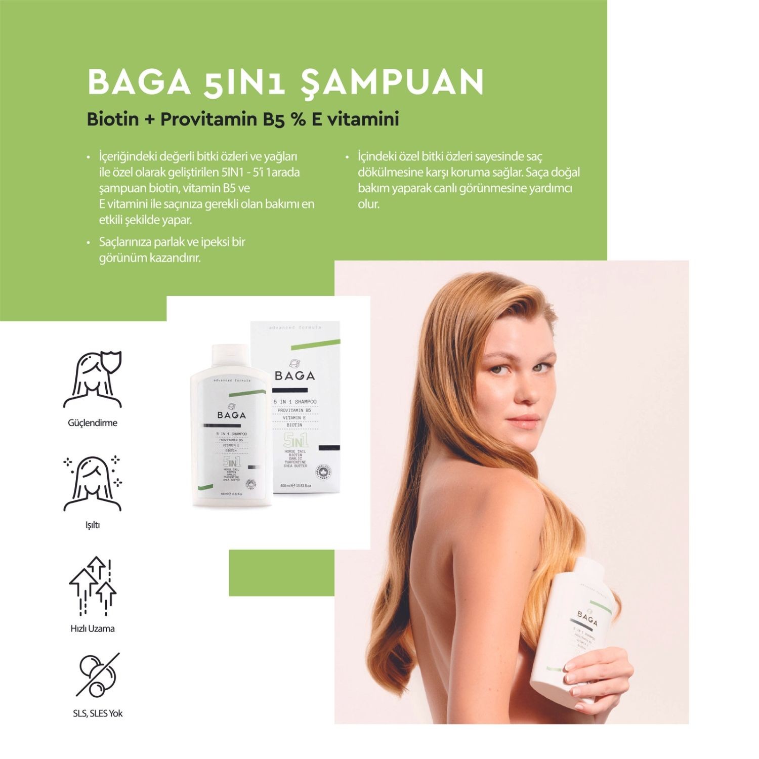 5'İN 1 Arada Şampuan (Biotin + Provitamin B5 % E vitamini)