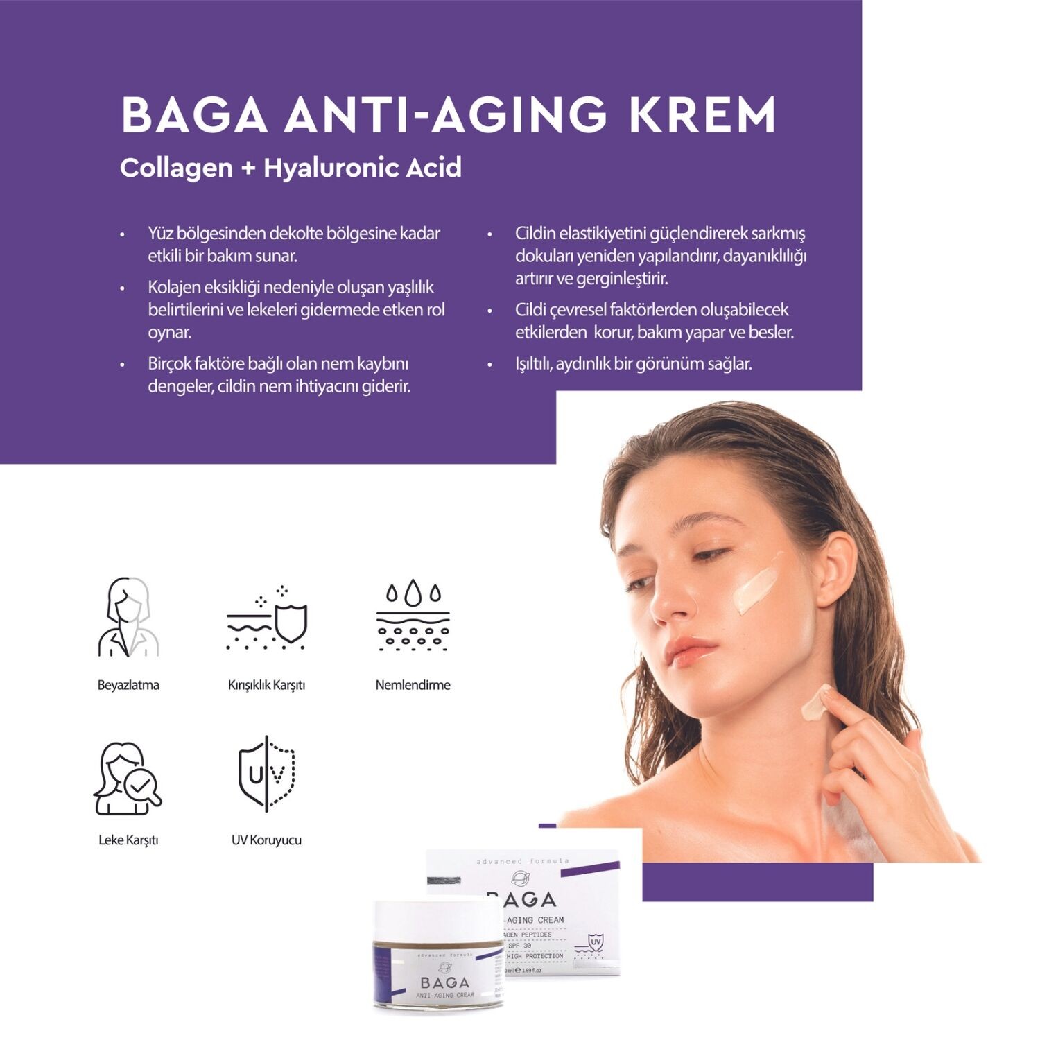 Yaşlanma Karşıtı Anti-Aging Krem (Collagen + Hyaluronic Acid)