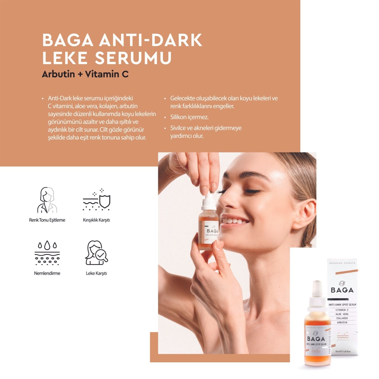 Anti Dark Leke Serumu (Arbutin + Vitamin C)