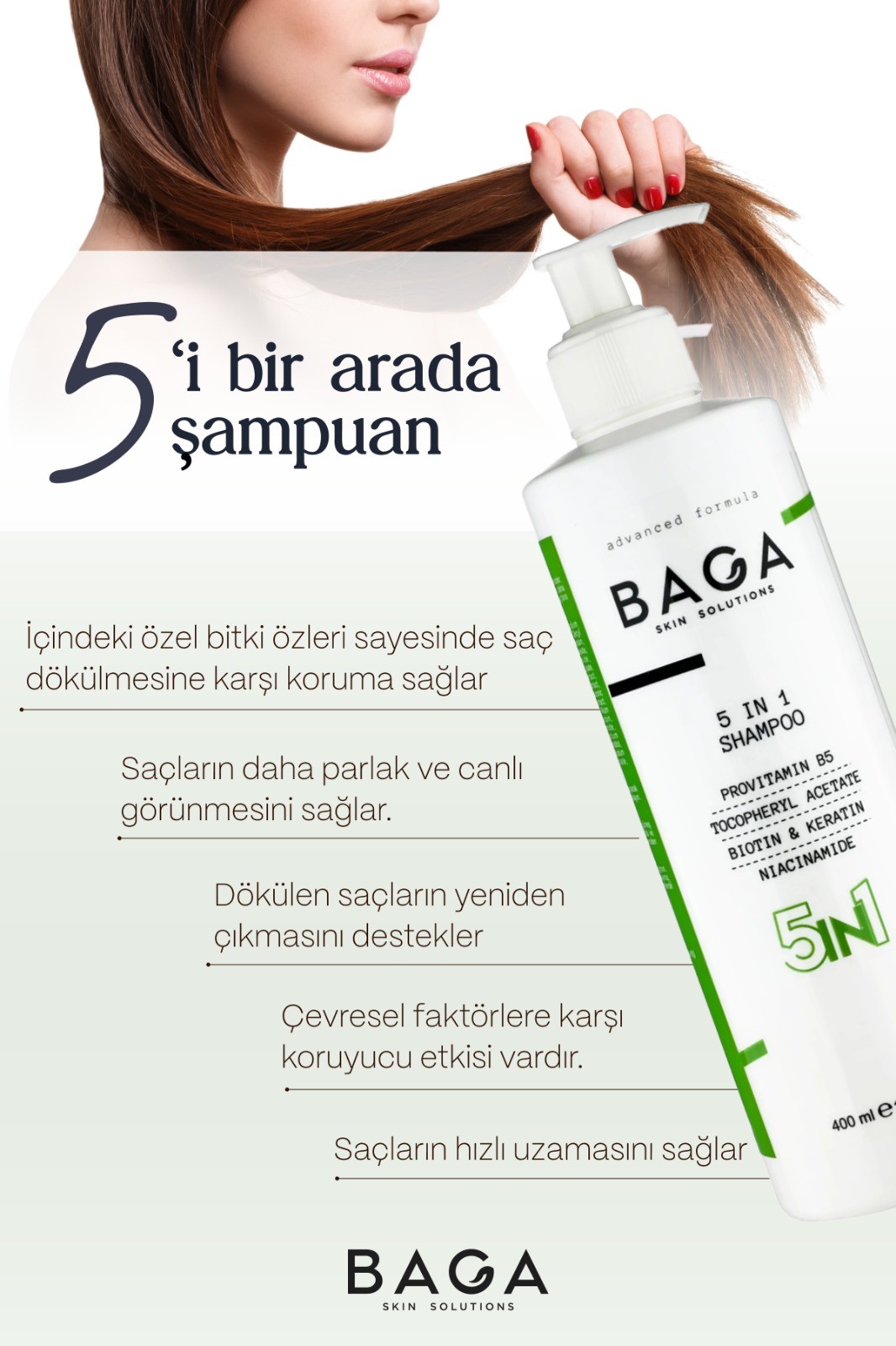 5'İN 1 Arada Şampuan (Biotin + Provitamin B5 % E vitamini)