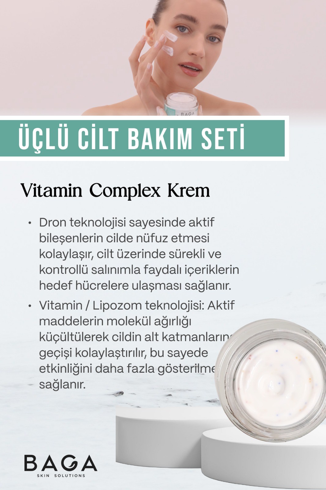 Baga BB Krem Medium & Vitamin Kompleks Krem & Vitamin Kompleks Serum Üçlü Cilt Bakım Seti