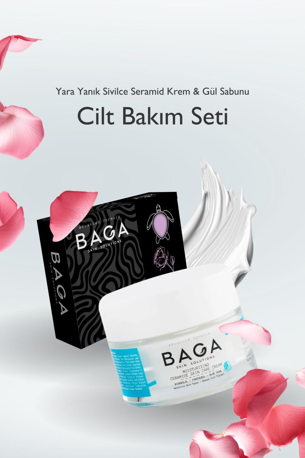 Baga Gül Sabun & Seramid Krem Set