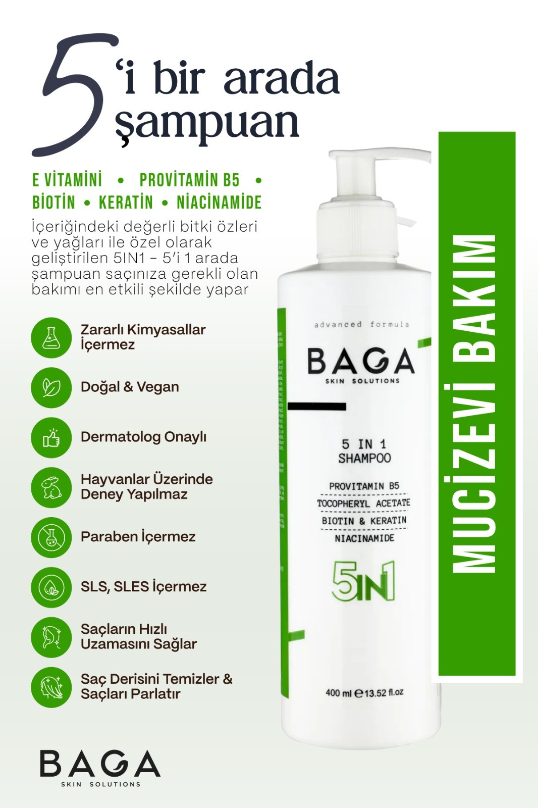 5'İN 1 Arada Şampuan (Biotin + Provitamin B5 % E vitamini)