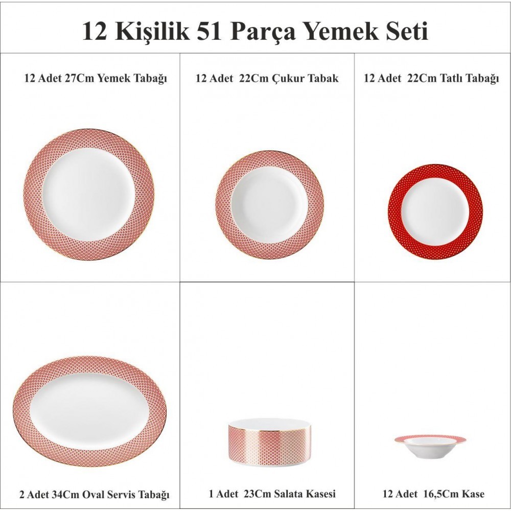 ROSENTHAL Francis Carreau Rouge 12 Kişilik Yemek Seti 51 Prç 0 image