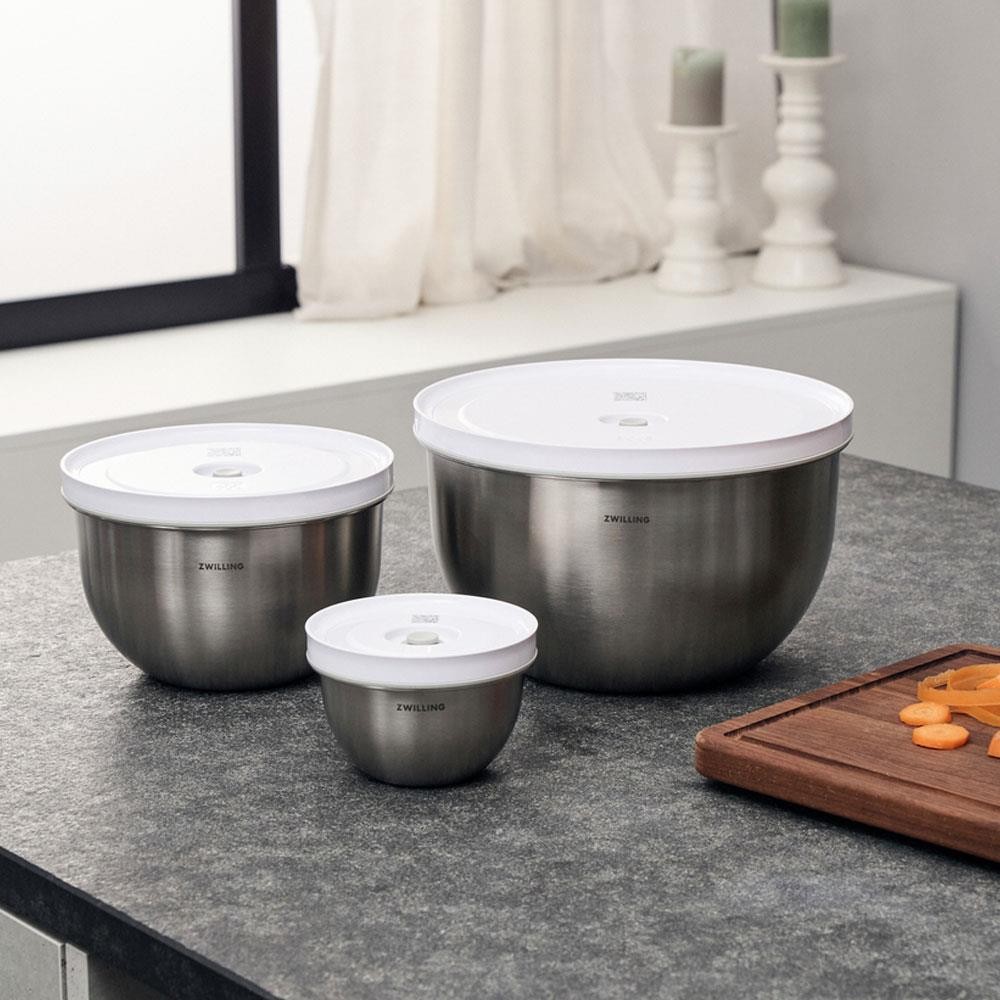 Zwilling Fresh & Save 3 Parça Paslanmaz Çelik Vakumlu Saklama Kase Seti S/M/L Boy 0 image