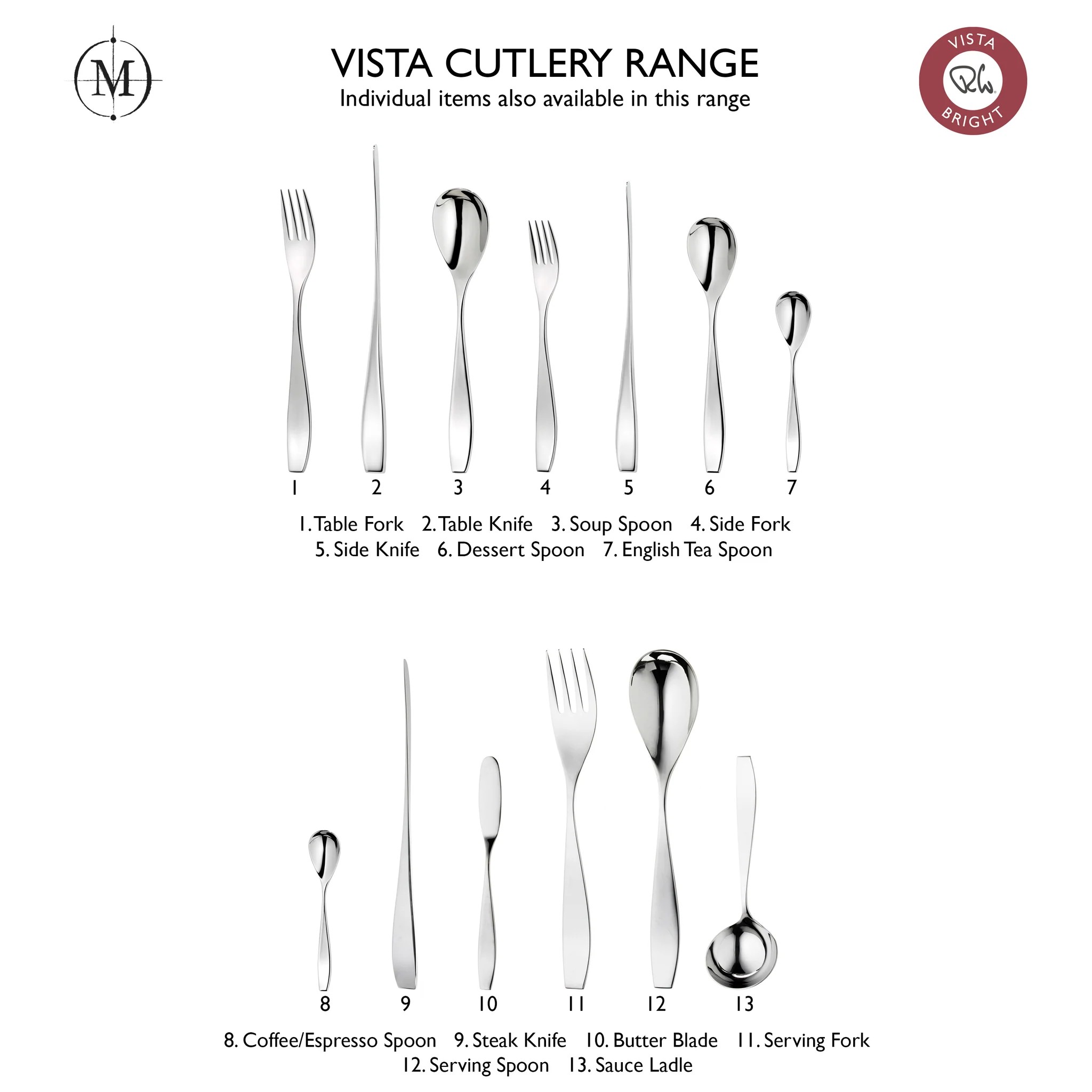 Robert Welch Vista Çatal Bıçak Takımı, 84 Parça 12 Kişilik VISBR1099V/84 0 image