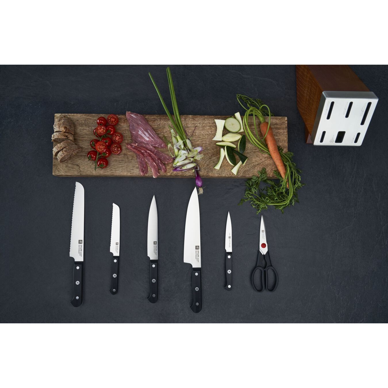 ZWILLING GOURMET BLOK BIÇAK SETİ KENDİNDEN BİLEMELİ | DİŞBUDAK AĞACI | 7-PARÇA 0 image