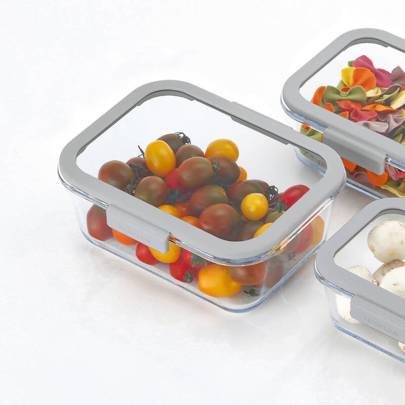 Neoflam FİKA GLACE CAM SAKLAMA KABI 800ML GRİ 0 image
