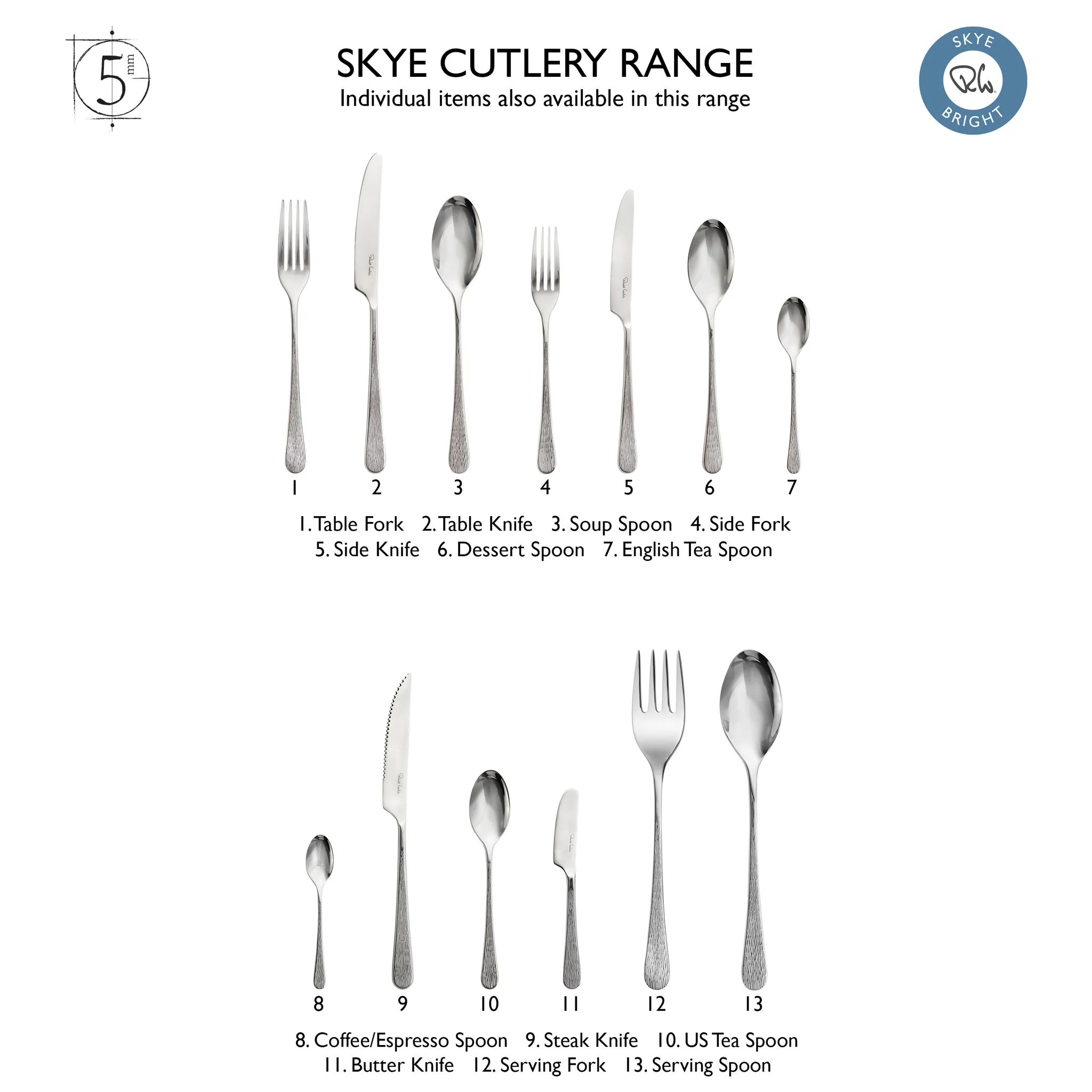 Robert Welch SKYE  Çatal Bıçak Takımı, 84 Parça 12 Kişilik SKYBR1099V/84 0 image