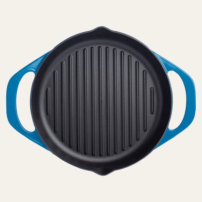 POT ART Ocean Çift Kulplu Izgara Döküm Tava 30 cm Parlak Mavi cover pic