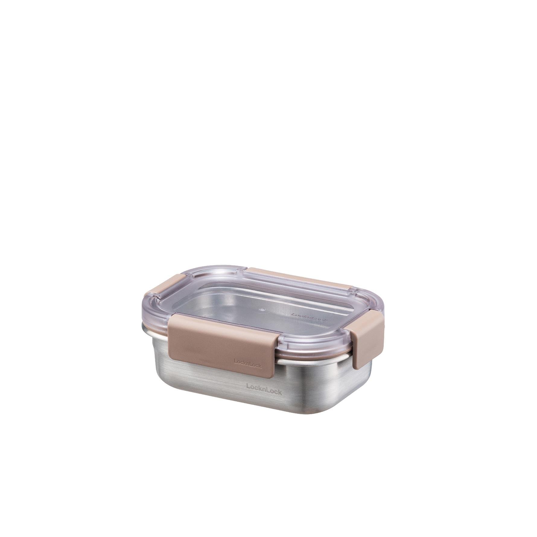 LocknLock Paslanmaz Çelik Fırın & Saklama Kabı Dörtgen Kilitli 310 ml - Kahverengi(LST601) 0 image
