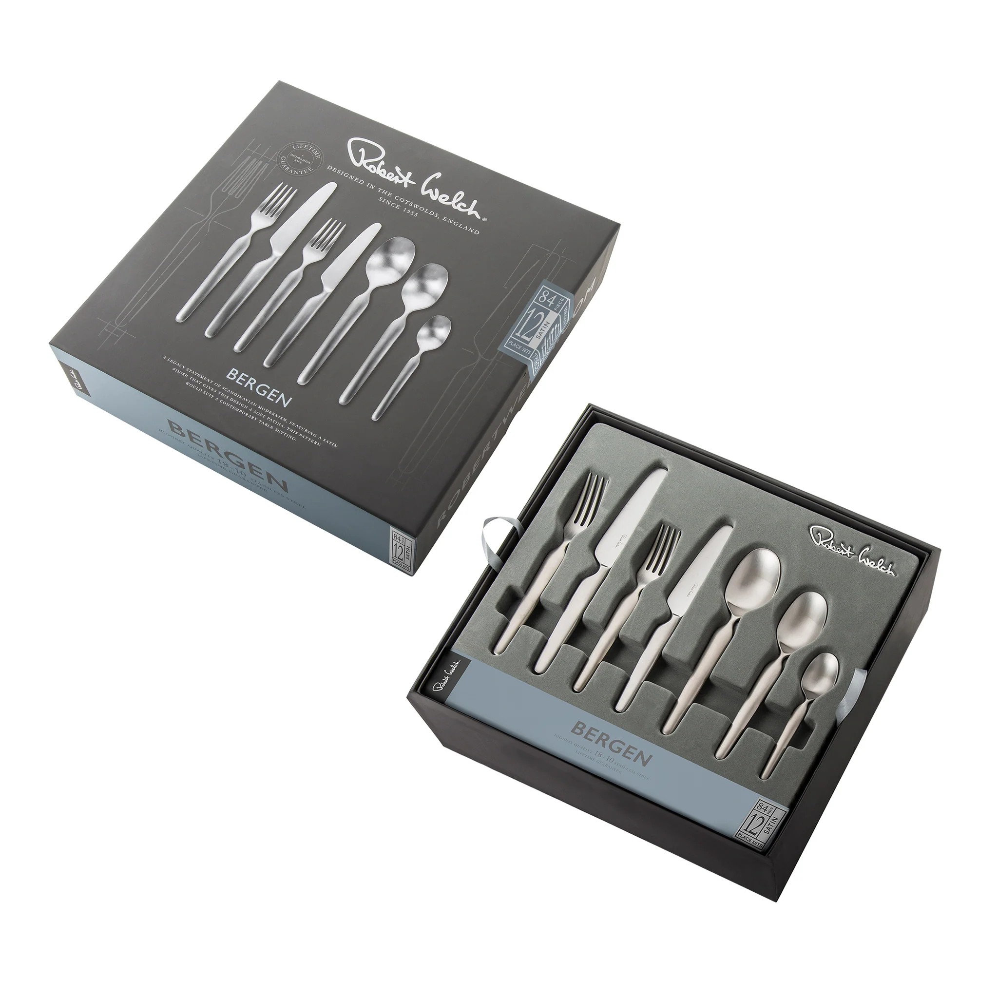 Robert Welch Bergen Satin Çatal Bıçak Takımı, 84 Parça 12 Kişilik BERSA1099V/84 0 image