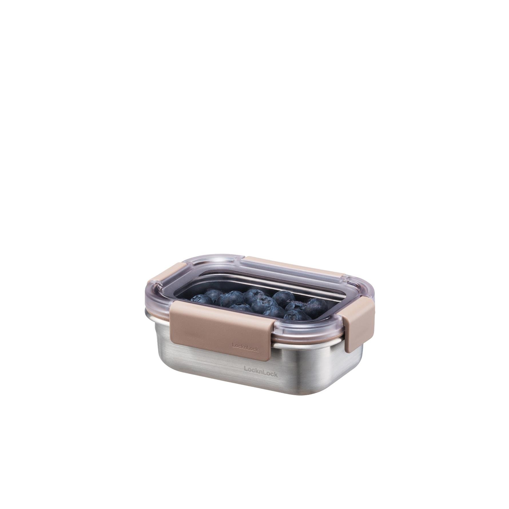 LocknLock Paslanmaz Çelik Fırın & Saklama Kabı Dörtgen Kilitli 310 ml - Kahverengi(LST601) 0 image
