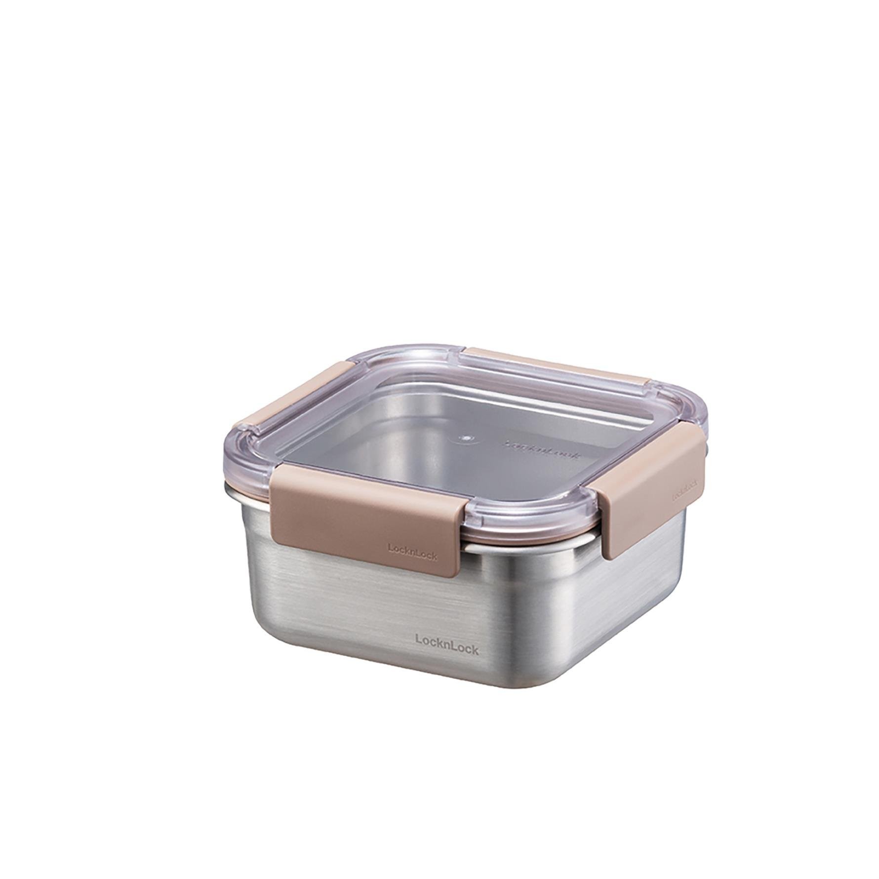 LocknLock Paslanmaz Çelik Fırın & Saklama Kabı Kare Kilitli 700 ml - Kahverengi(LST603) 0 image