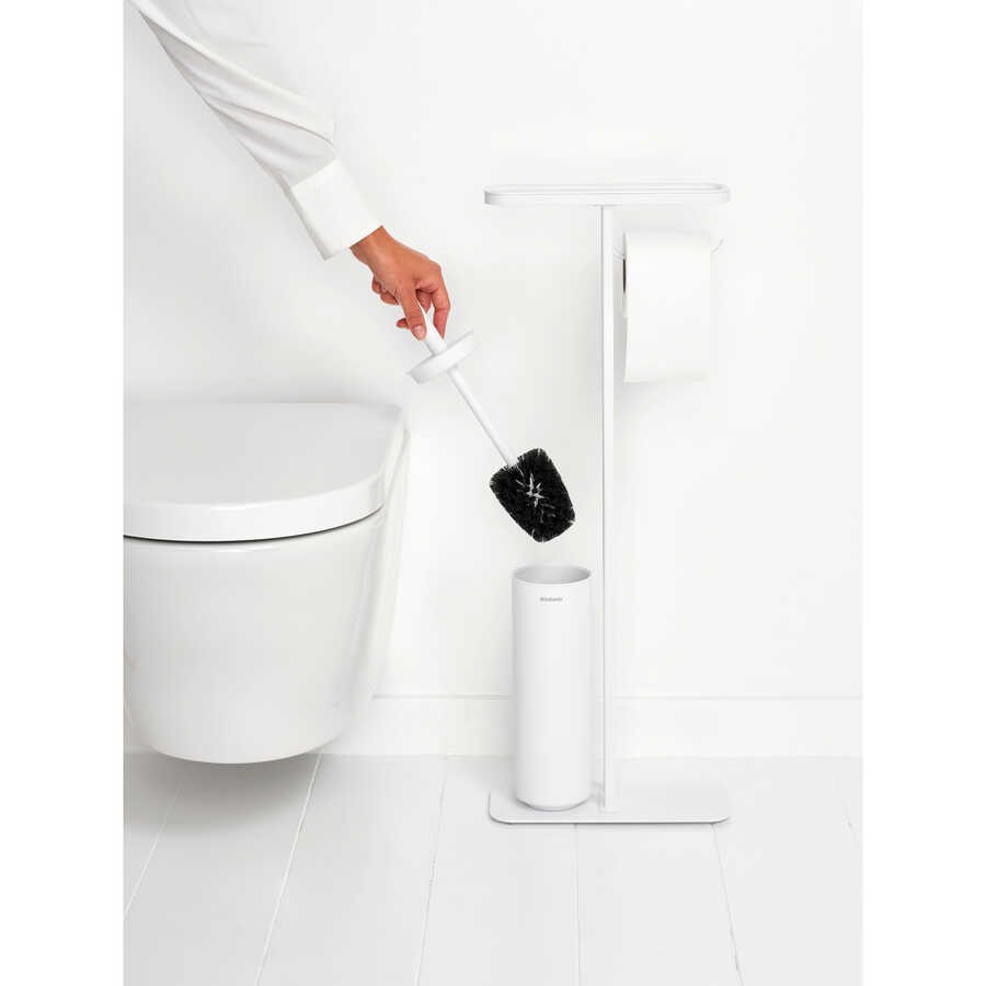 BRABANTİA MINDSET FRESH WHITE STANDLI ORGANİZER, TUVALET KAĞIDI TUTUCUSU VE TUVALET FIRÇASI BRA 303883 0 image