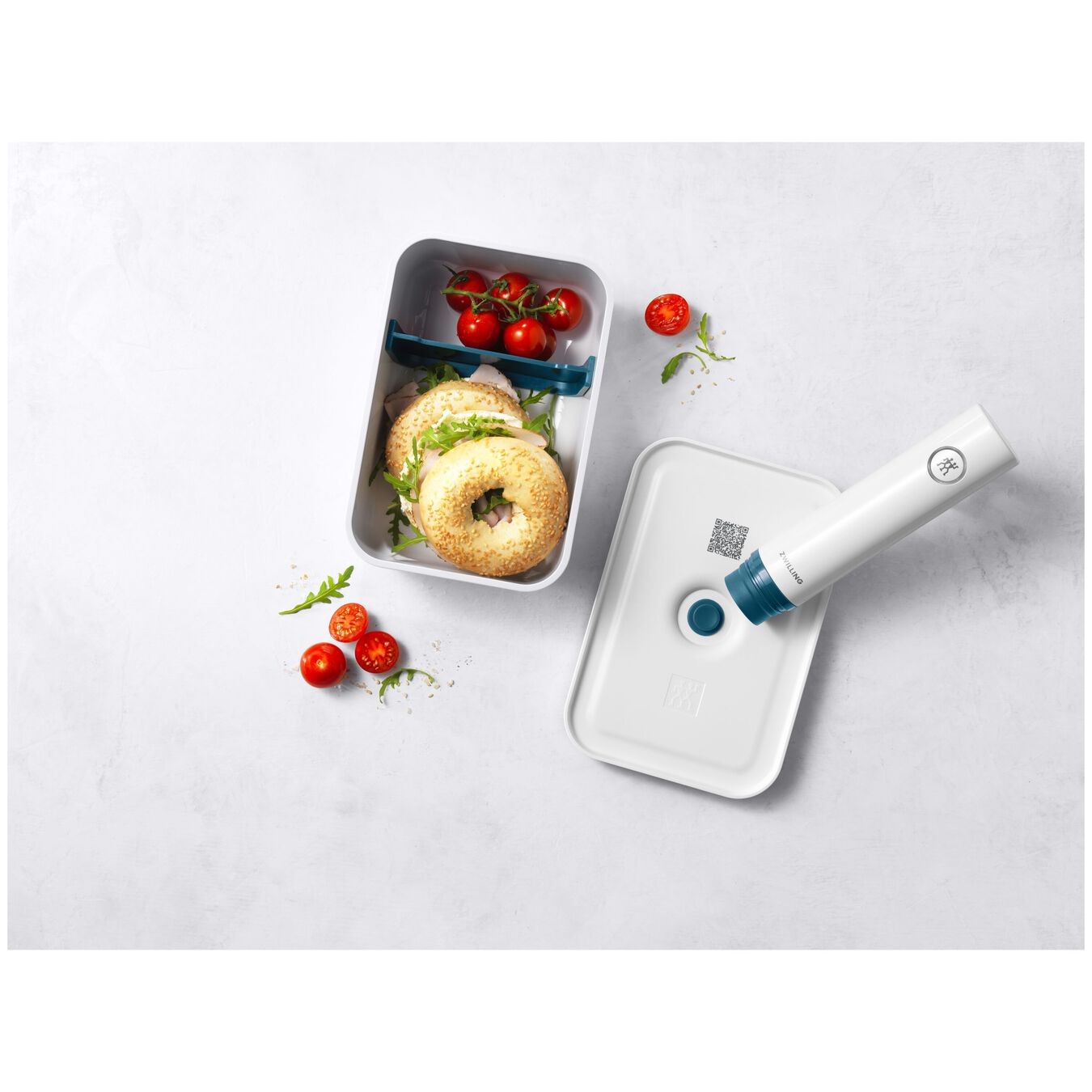 Zwilling Vakumlu Yemek Taşıma Kabı, L, Plastik, Beyaz-Akdeniz Mavisi 0 image