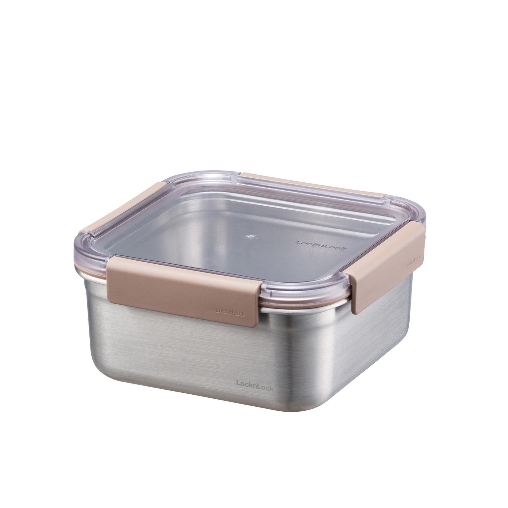 LocknLock Paslanmaz Çelik Fırın & Saklama Kabı Kare Kilitli 1.3 Lt ml - Kahverengi(LST605) 0 image