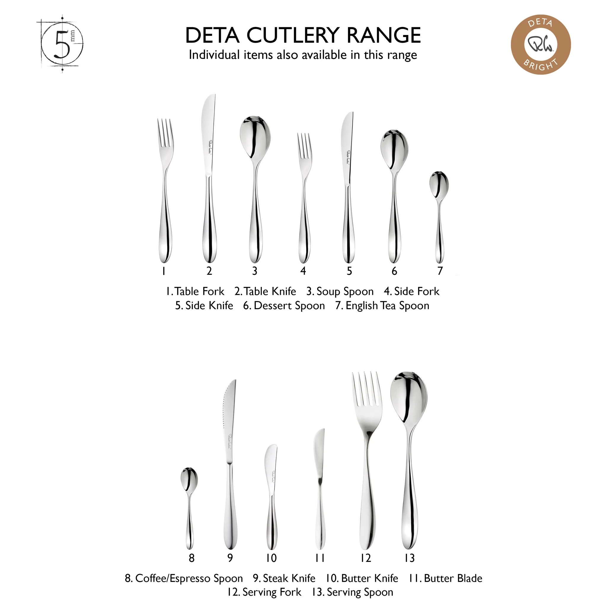 Robert Welch Deta  Çatal Bıçak Takımı, 84 Parça 12 Kişilik DETBR1099V/84 0 image