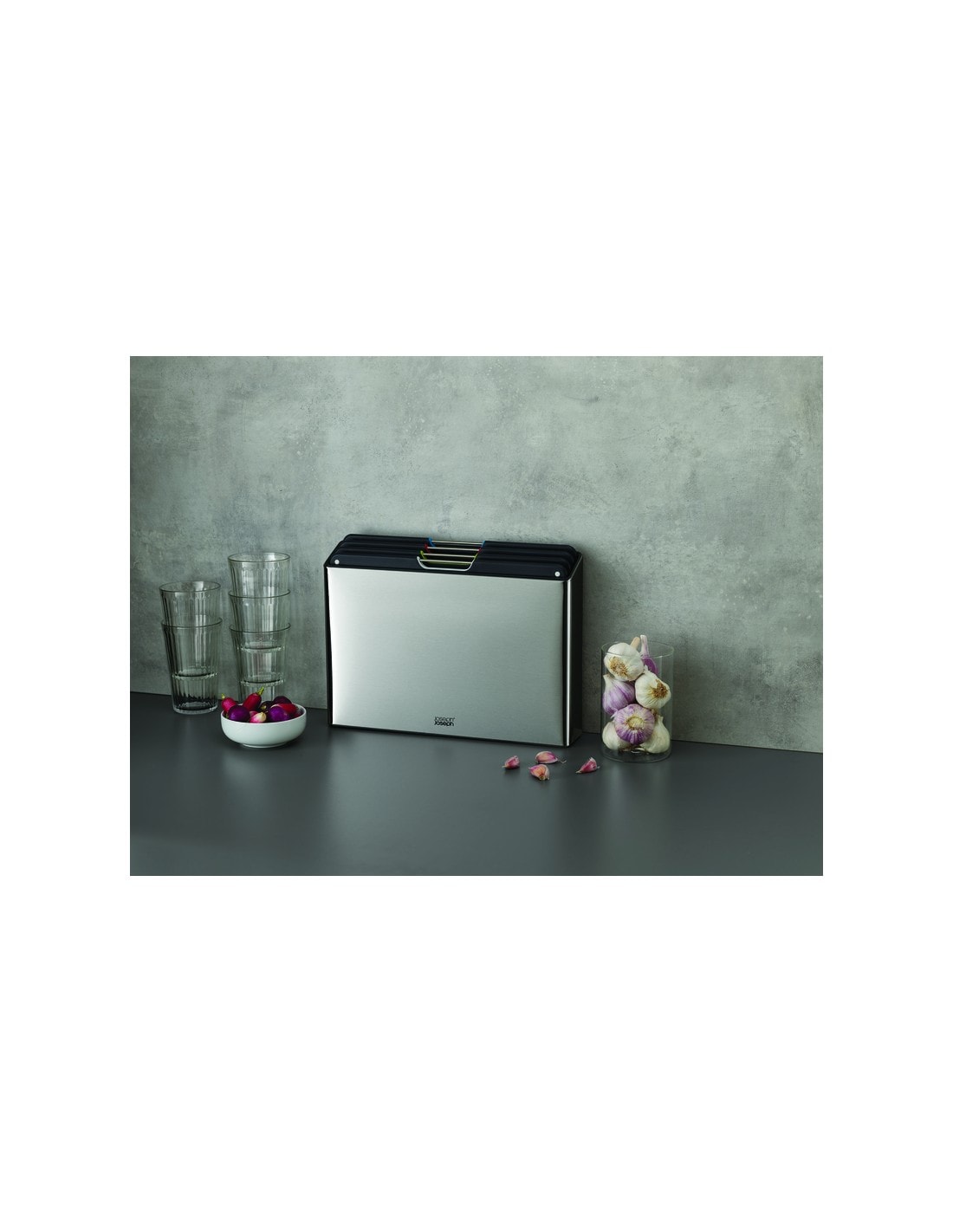 Joseph Joseph Folio Standlı Kesme Tahtası 4 lü Çelik Gri SKU 60170 0 image