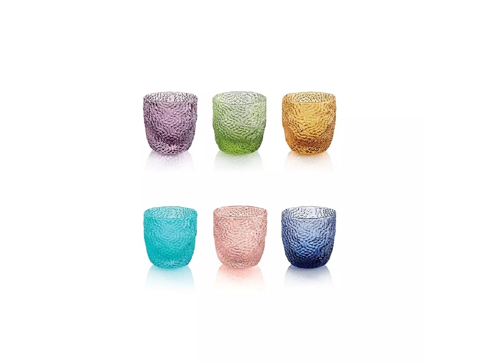 VVI Tricot 6'lı Set Renkli Kahve Yanı Su Bardak 7,5 cl cover pic